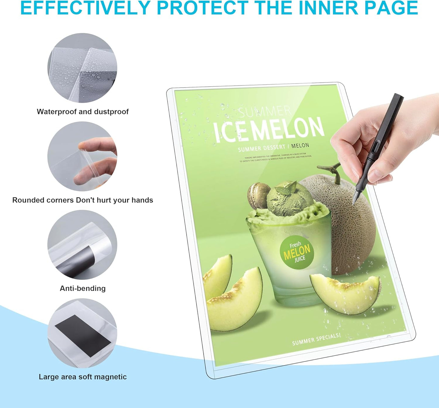 Magnetic Sign Holder, 8 1/2”×11” 20 Pack, Rigid Magnetic Document Holders Can be Used as Magnetic Picture Frame for Locker/Refrigerator, Ideal for Office,School,Home Children Artwor and Business etc