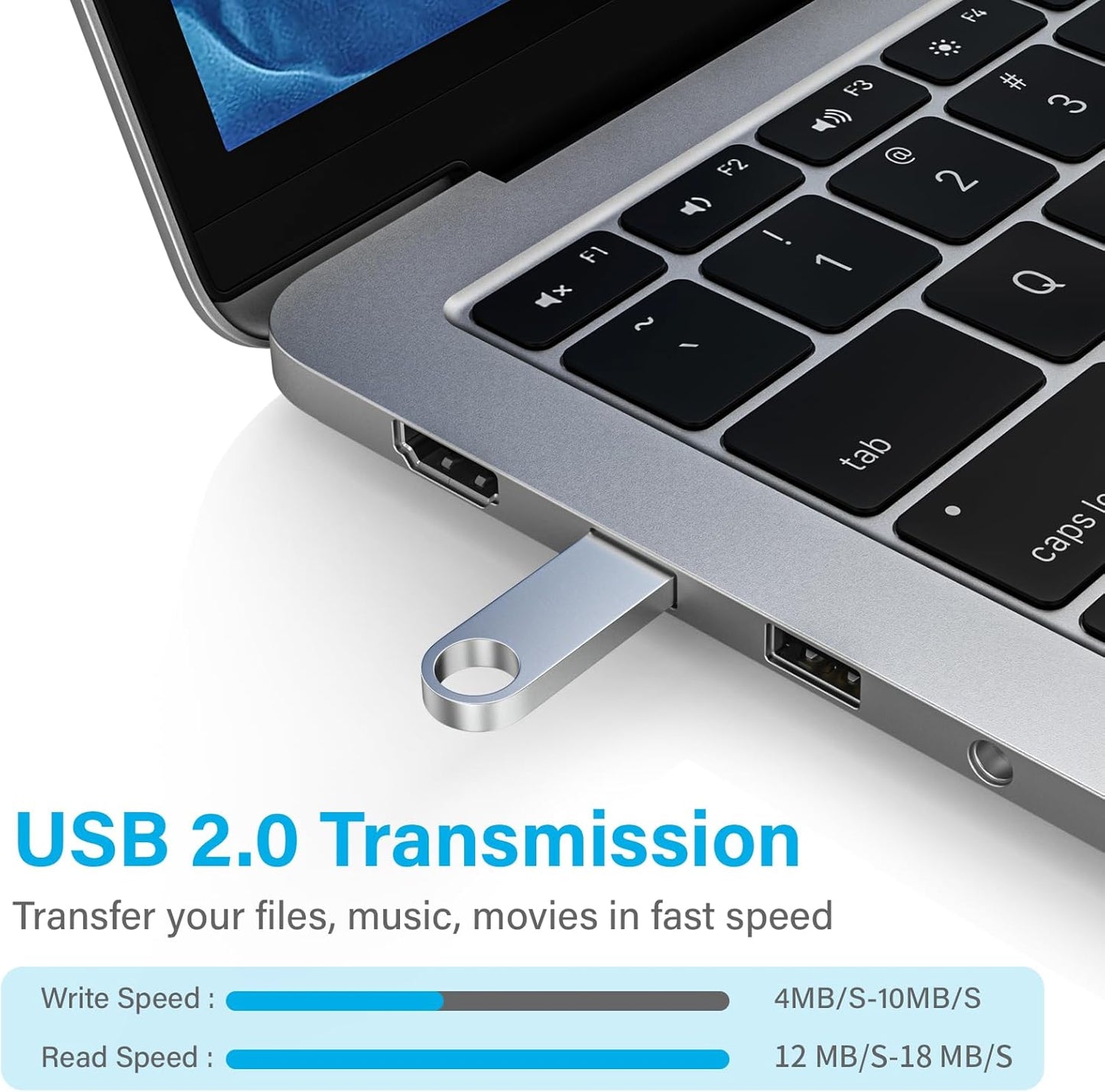 ABLAZE 32GB Flash Drive 10 Pack, Metal USB 2.0 Thumb Drives with Keychains USB Sticks Pendrives (Sliver)