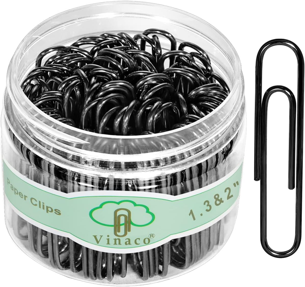 Vinaco Paper Clips Black, 400PCS Medium and Jumbo Paper Clips (1.3 inch & 2.0 inch), Durable & Rustproof, Coated Paperclip Great for Office School and Personal Use(Black)