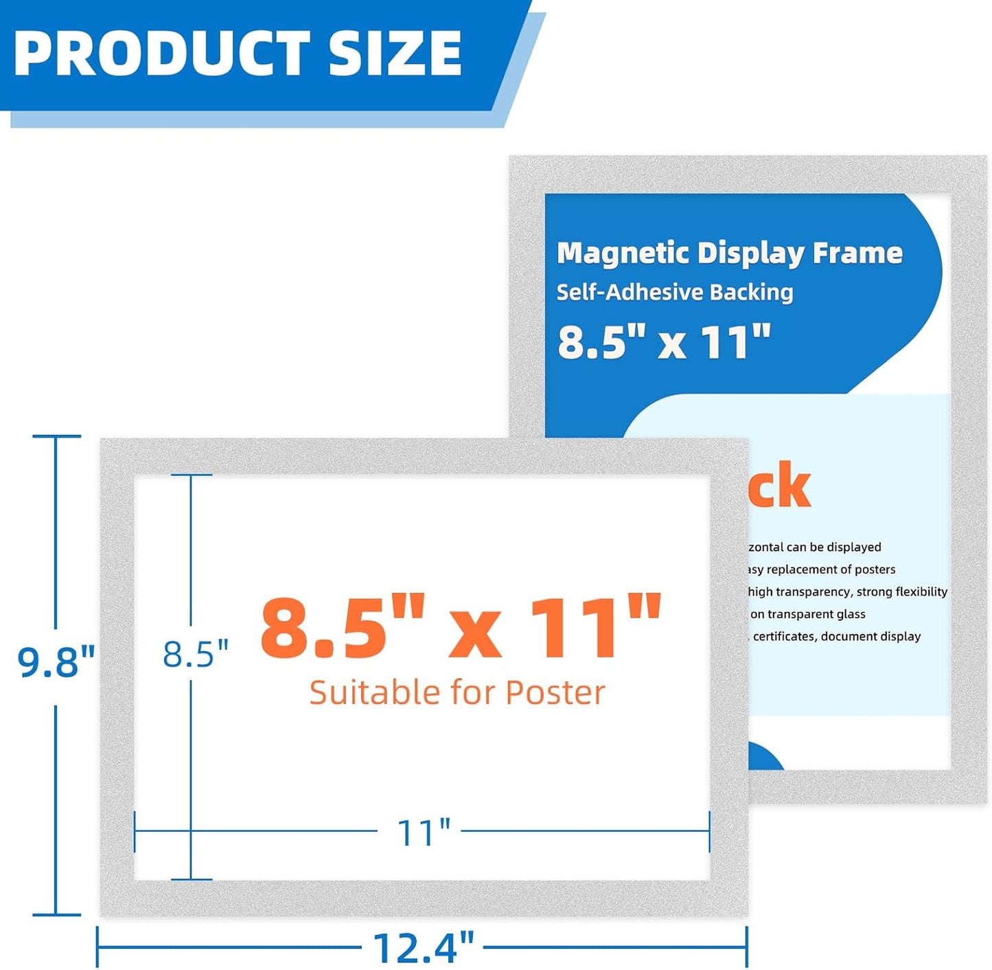 Magnetic Frames for Refrigerator, 20 Pack Double Sided Magnetic Sign Holder 8.5 x 11 for Display Picture Paper Document Flyer Page, Reusable Adhesive Frames for Walls Door Window Glass