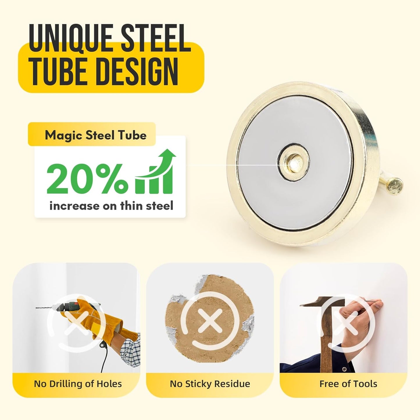 Neosmuk Magnetic Hooks, Heavy Duty 170lb Strong Magnets for Cruise Cabins, Ship Essentials, Large Metal Hooks for Hanging on Fridge(Gold,Pack of 4)