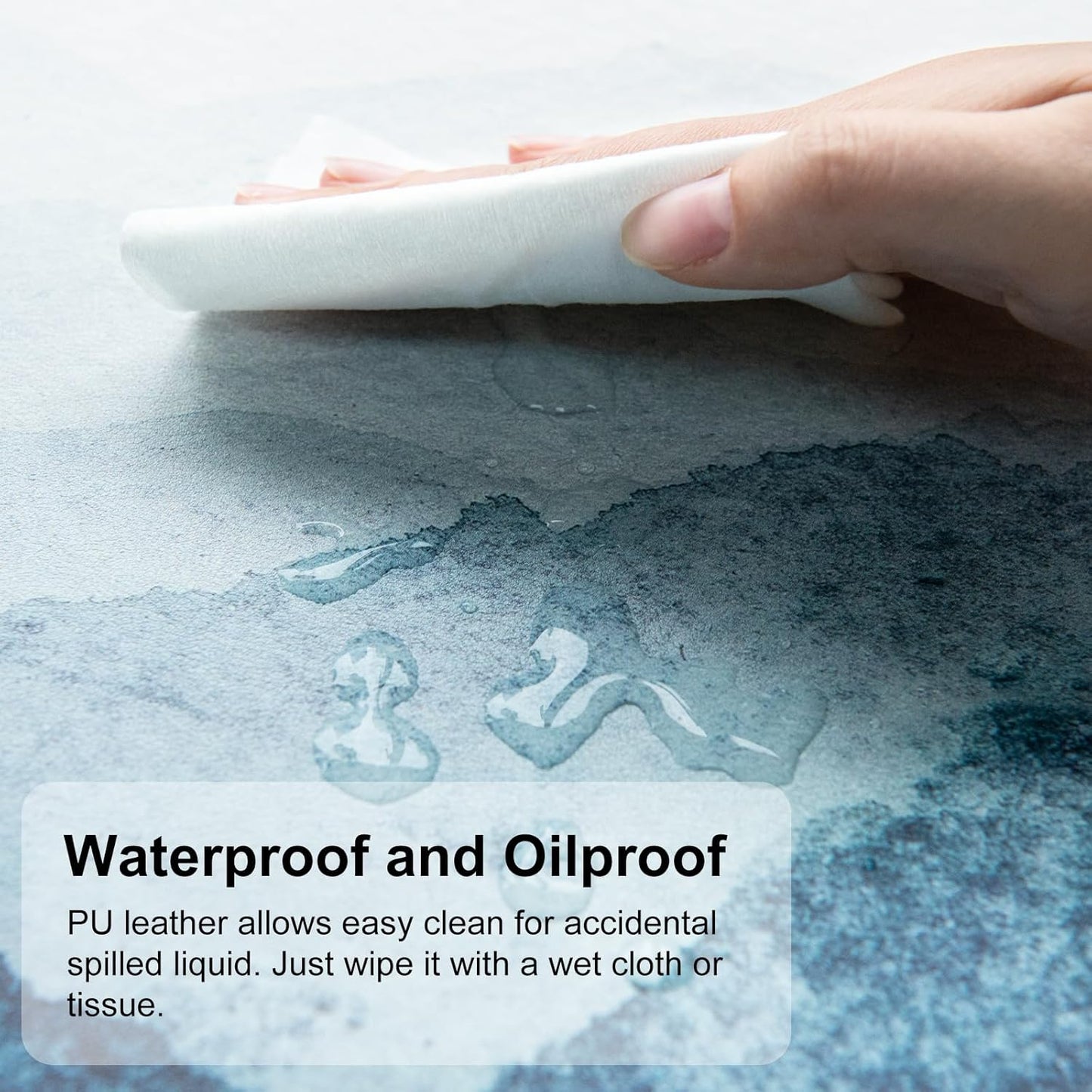 QIYI Desk Pad Large Keyboard and Mouse Pad for Laptop Computer, PU Leather Desk Cover Protector, Desk Décor Accessories for Office Home Work Writing Gaming 31.5" x 11.8" - Watercolor Mountain