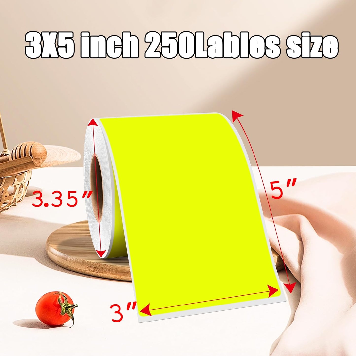 3 x 5 Inch 250Pcs Rectangle Color Coding Stickers,Strong Adhesion Easy to Write Label for Moving,Box Organization,Inventory,Business,Fluorescent Yellow
