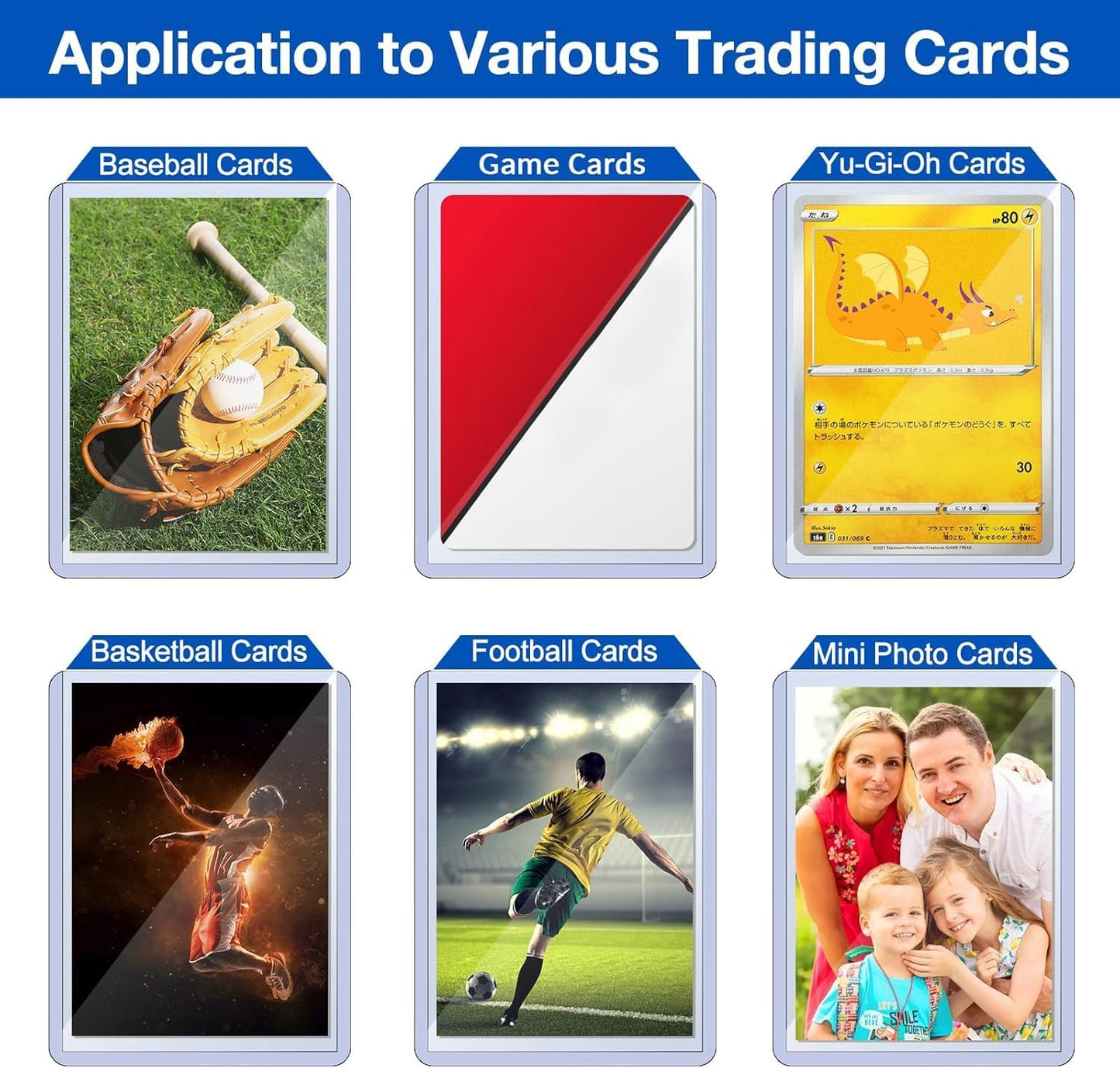 600 Card Sleeves Top Loaders for Cards, Sooez Premium 35PT 3"X4" Baseball Card Protectors Hard Plastic Top loaders, Card Holder, Trading Sports Football Game Cards(100 Toploaders + 500 Penny Sleeves)