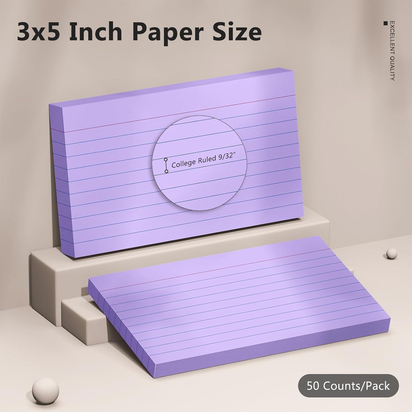 600 Count Index Cards 3 x 5 Inch Purple Lined Flash Cards Ideal for Studying and To-do-List, Portable Note Cards Taking for Students and Teachers, Flash Card Styled for Home, Office or School Use