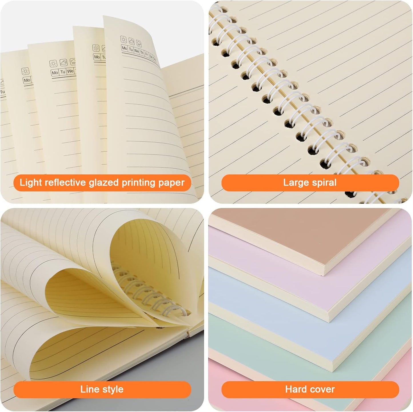 48 Pack A5 Spiral Notebooks College Ruled Spiral Notebooks Bulk Inches Lined Travel Writing Notebooks Journal Notepad for Office School Supplies, 50 Sheets 100 Pages, 8.3 x 5.5 Inches, Multicolor