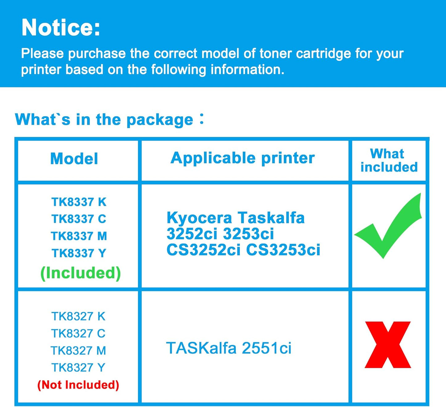 LCL TK8337 TK-8337 Toner Cartridge High Yield Replacement for TK-8337K TK-8337C TK-8337M TK-8337Y for Kyocera Taskalfa 3252ci 3253ci cs3252ci cs3253ci Printer (Black Magenta Cyan Yellow,4-Pack)