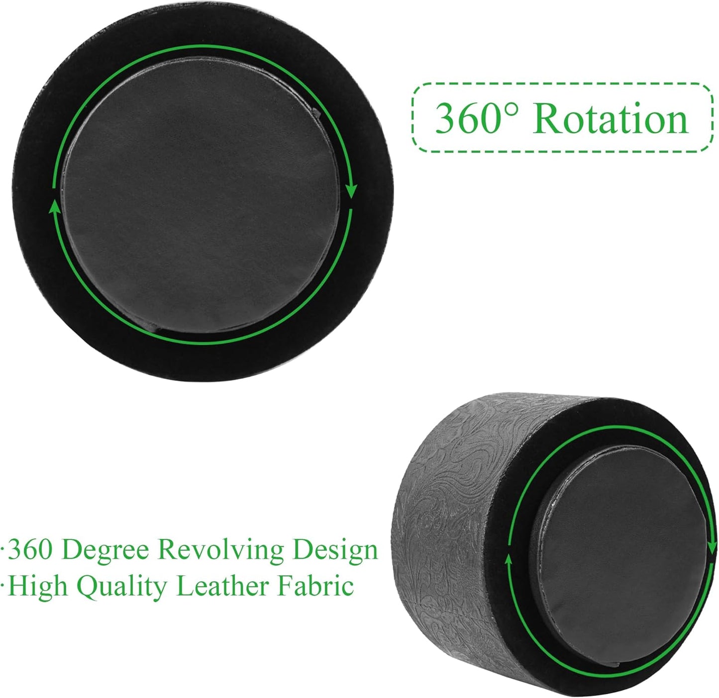 lizimandu Round Leather Art Supply Organizer,Remote Control Holder,360 Degree Spinning,Multi-Functional Pencil Holder,4 Compartments Desktop Stationary Organizer(1-Black2)