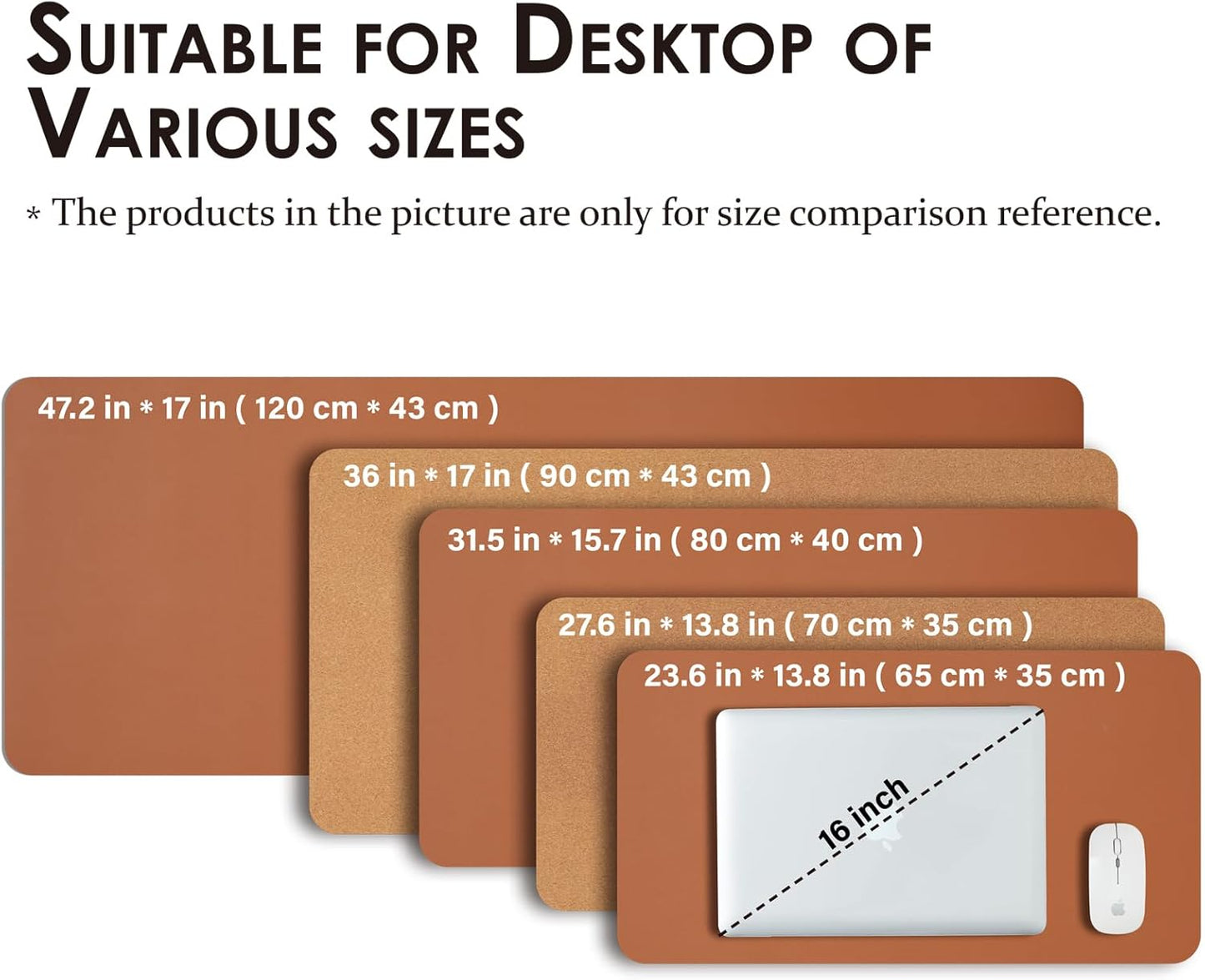 Cork Desk Mat - Dual-Sided Desk Pad for Office and Home - Desk Organization and Accessories - Ideal for Large Mouse Pad and Desk Mats on Top of Desks(Brown,27.6"x 13.8")