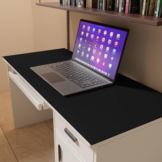 Leather Table Cover,1.8mm Thick,24x60 Inch Desk Cover,Large Desk Mat,Table Protector,Table Cover Protector,Table Protectors for Rectangle Tables(Black+Black,24x60)