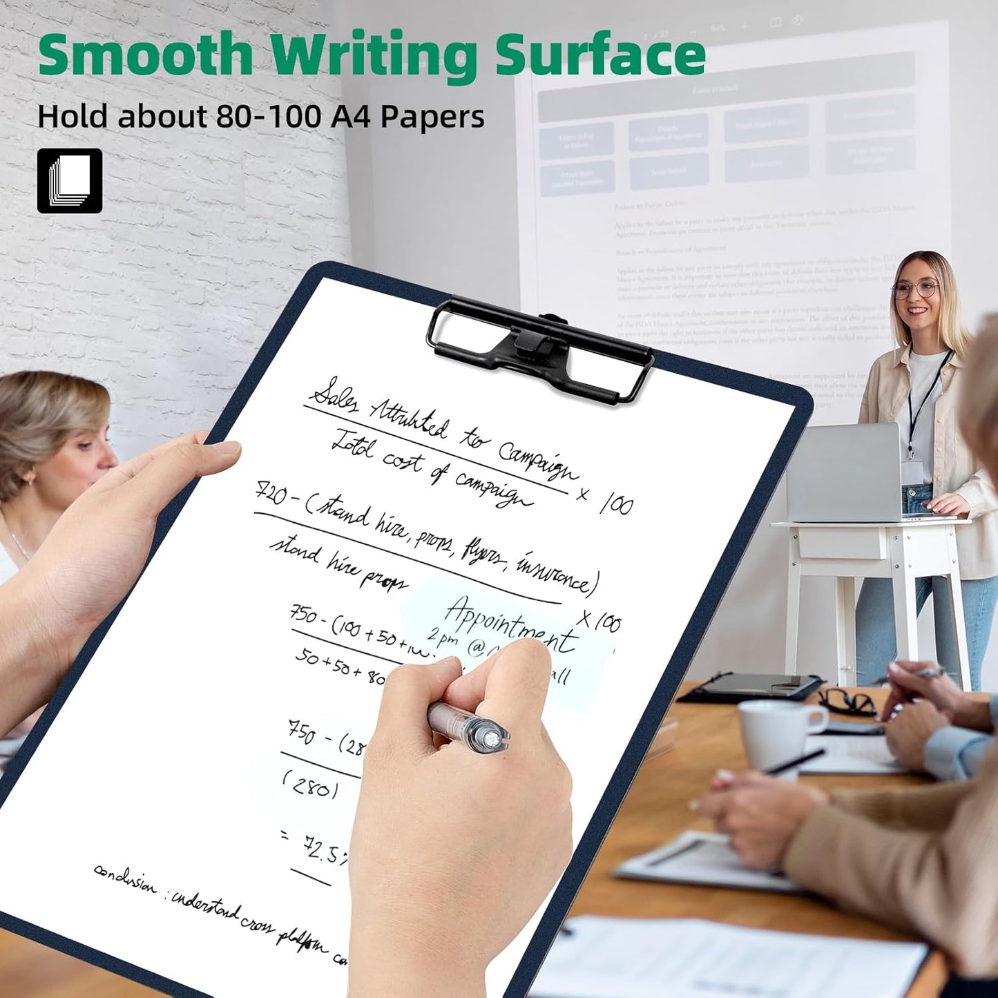 Blue Clipboard with Pen Holder, Set of 6 Plastic Clipboard with Low Profile Metal Clip, Hanging Clip Boards Holds 8.5x11 Inch Papers, Standard A4 Letter Size Clip Boards for Offices & School