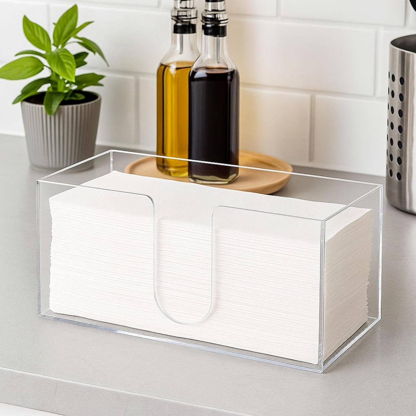 2 Pack Acrylic Paper Towel Holder, Folded Countertop Z-fold C-fold Trifold Napkin Dispenser, Clear Hand Towel Storage Holder Tray for Bathroom, Kitchen, Restaurant