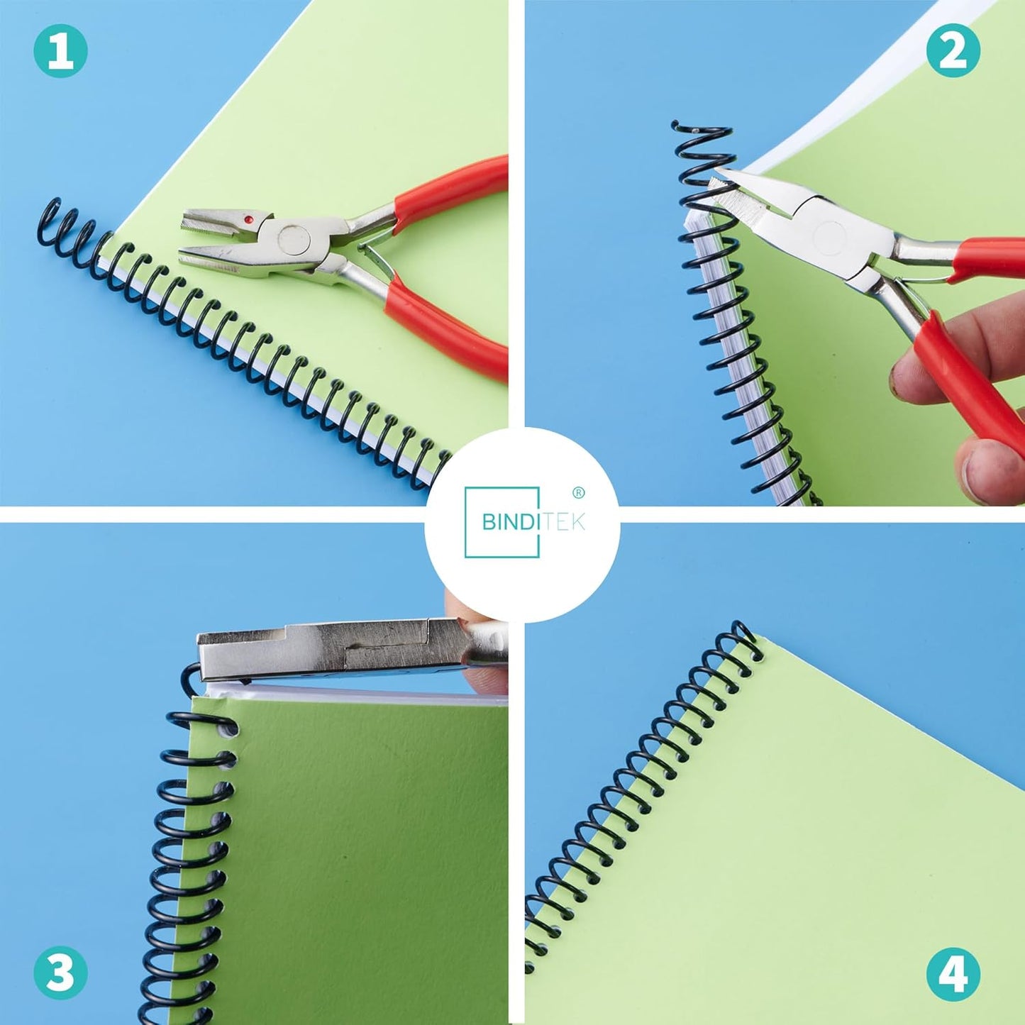 Binditek 50 Pack Plastic Spiral Binding Coils, 6mm(1/4"), 30 Sheet Capacity, 4:1 Pitch, Black, 48Loops, for Letter Size, for Students and Coworkers