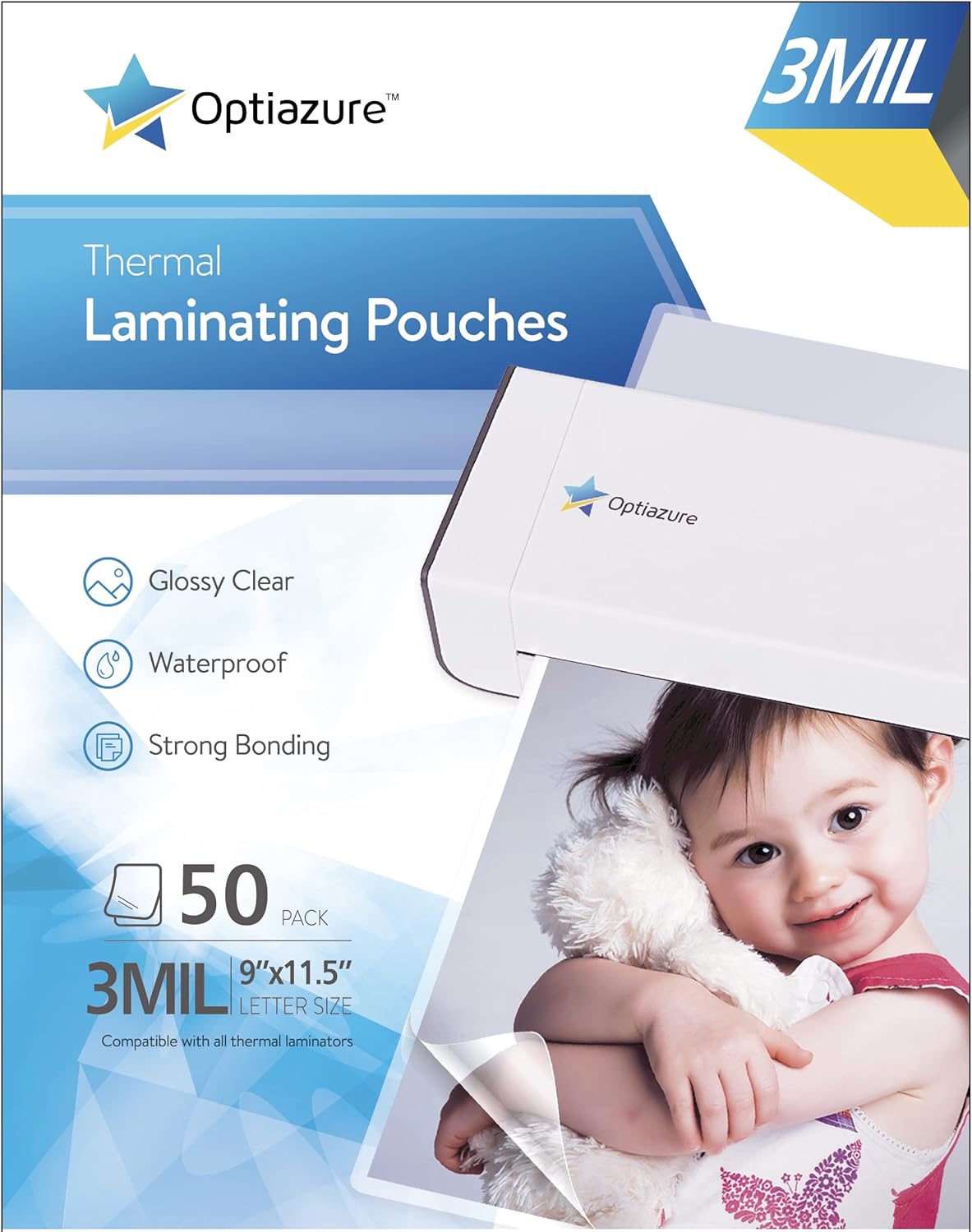 Thermal Laminating Pouches 9"x11.5" Inches, 3mil 50Pack, Laminating Sheets, Clear, Letter Size,Office and School Supplies