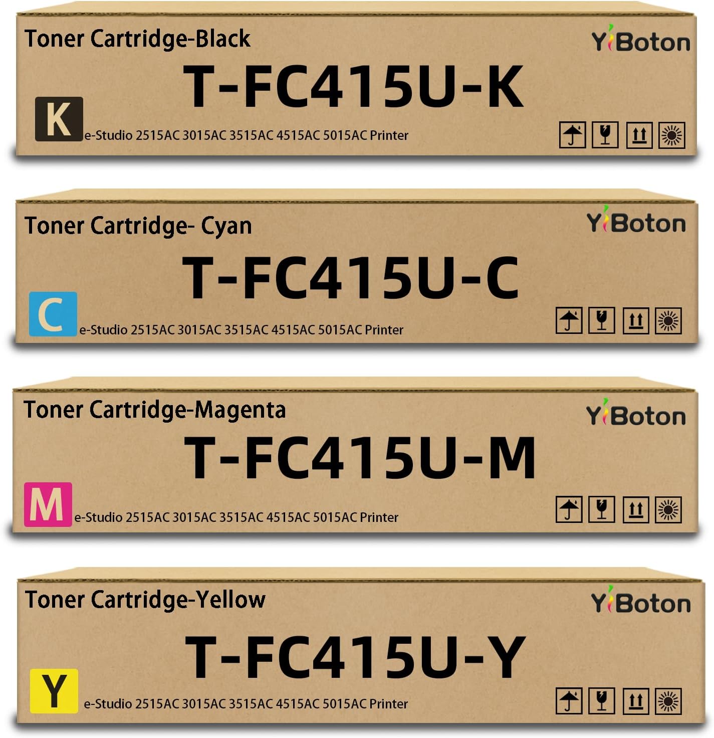 High Yield TFC415U T-FC415U Toner Cartridge Replacement T-FC415U-K T-FC415U-C T-FC415U-M T-FC415U-Y Toner Cartridge for Toshiba e-Studio 2515AC 3015AC 3515AC 4515AC 5015AC Printer (4 Pack)