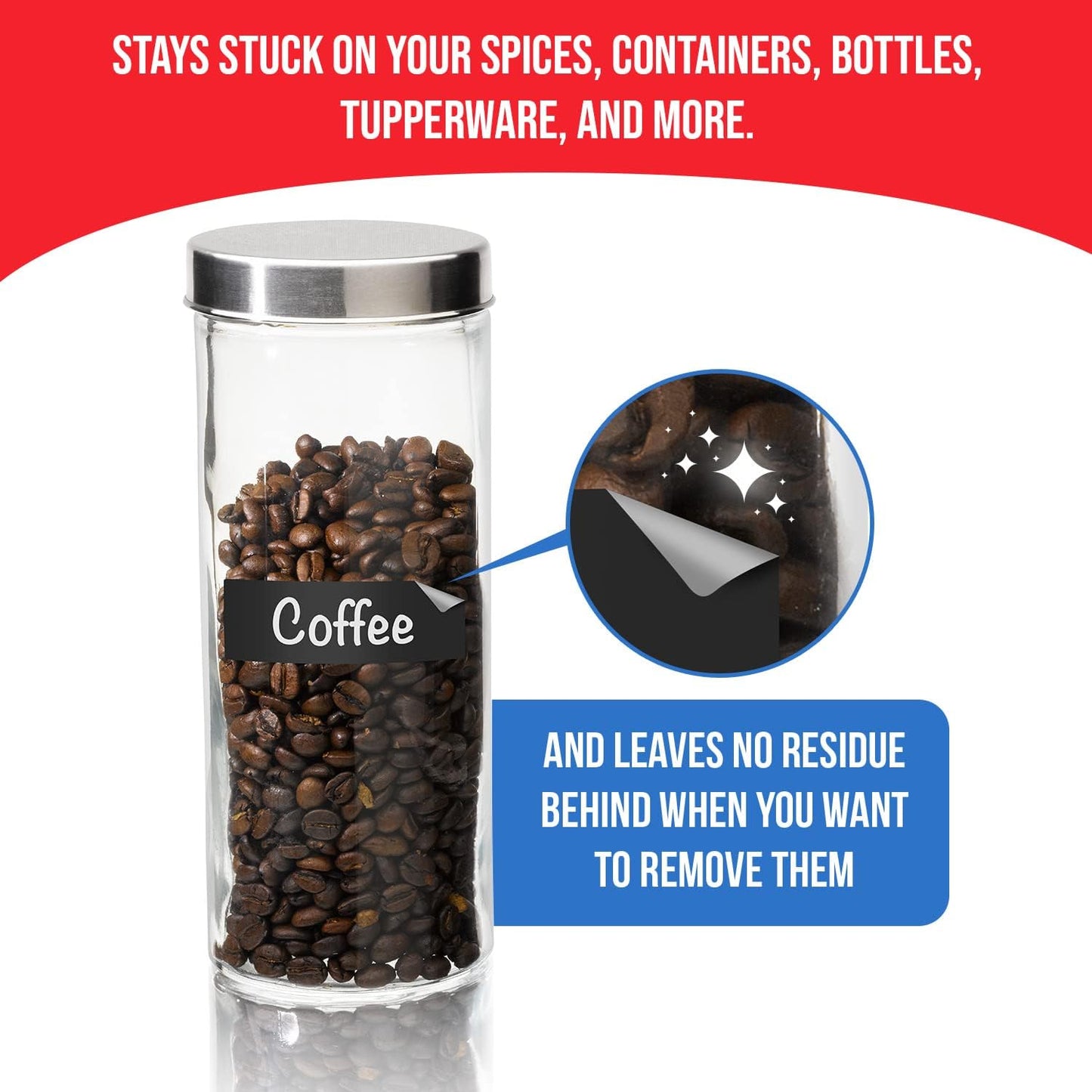 MESS Reusable Chalkboard Labels for Food Containers, 96-Pack (1x3 & 1.5") – Erasable Dry Erase Stickers – Removable Kitchen Labels for Fridge, Freezer & Organizing