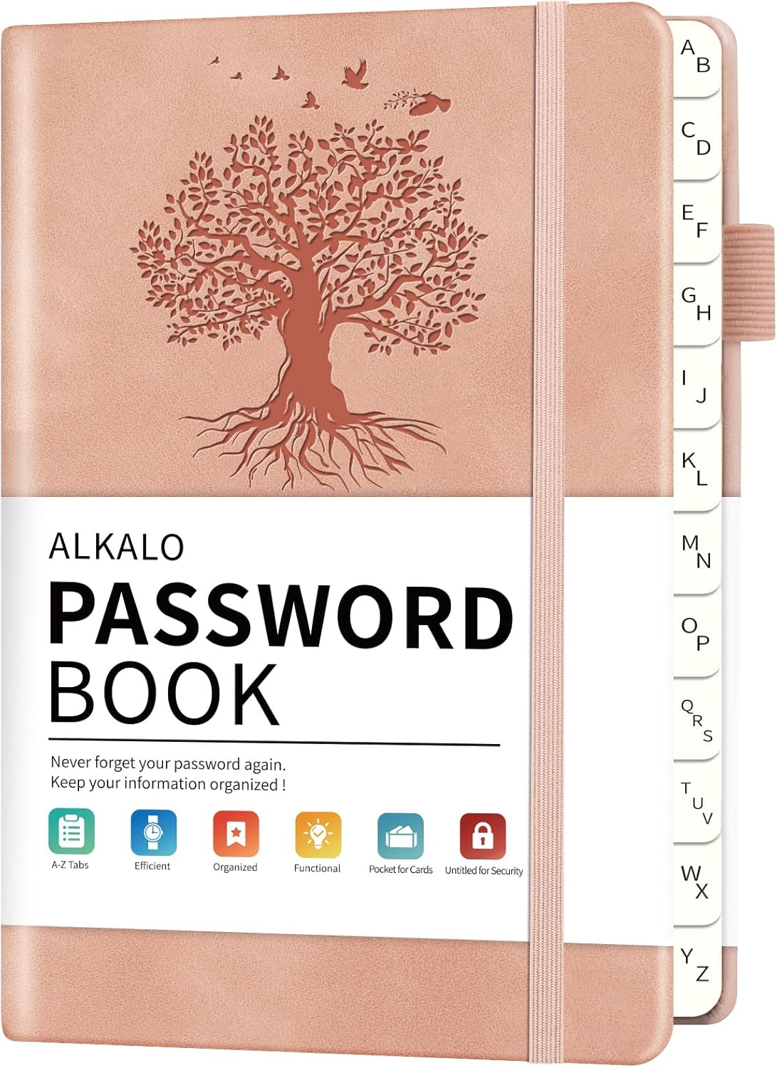 Password Book with Alphabetical Tabs, 5.4"x7.8"Password Keeper Book, 160 Pages/100GSM Hardcover Notebook, Password Organizer for Internet Website Address Login