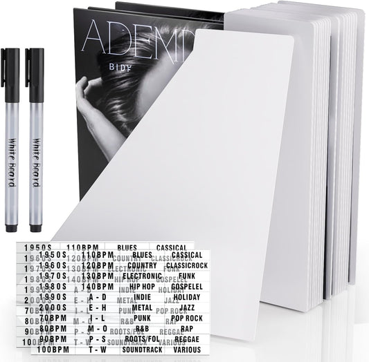 Facmogu 20PCS Vinyl Record Dividers, 12 Inches Reusable Index Card Dividers, Writable Blank DIY Album Vinyl Separators for LP DVD Record Organizer, Horizontal and Vertical Record Storage Card - White