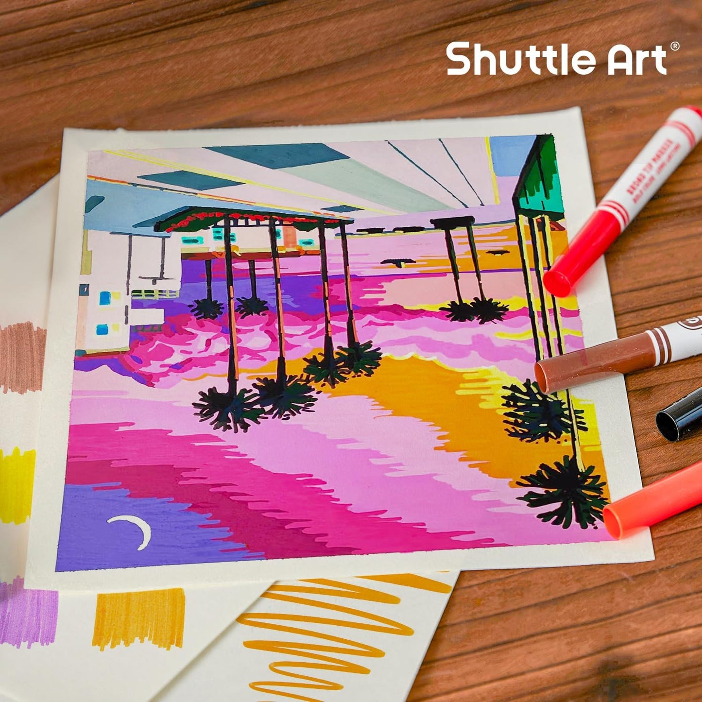 Shuttle Art 216 Pack Washable Markers, 8 Assorted Colors Broad Line Conical Tip Large Markers Bulk with a Box, Bonus Caps, Home Classroom School Supplies for Toddlers Kids Adults Students Teachers…