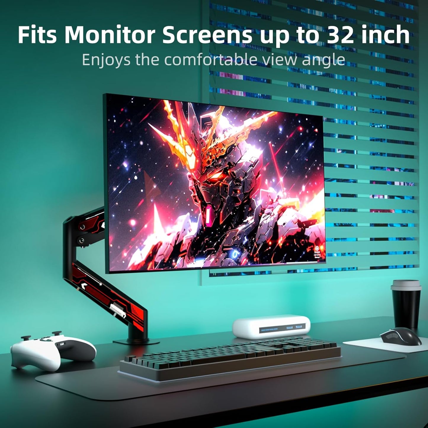 Suptek Monitor Mount Gas Spring Arm Desk Mount Stand - Fully Adjustable, Fits 32 inch Monitors, Weight Capacity up to 22 lbs (MD8WR)