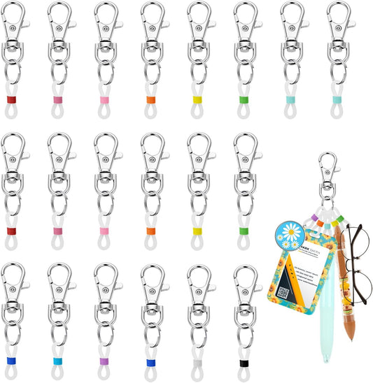 20 Pack Pen Holder for Lanyard, Retractable Badge Reel Accessories, Colorful Silicone Clips with Lobster Clasps, Mini Pen Clips for Badge Mini Sharpie, Nurse Teacher Student Aattachment for Daily Use