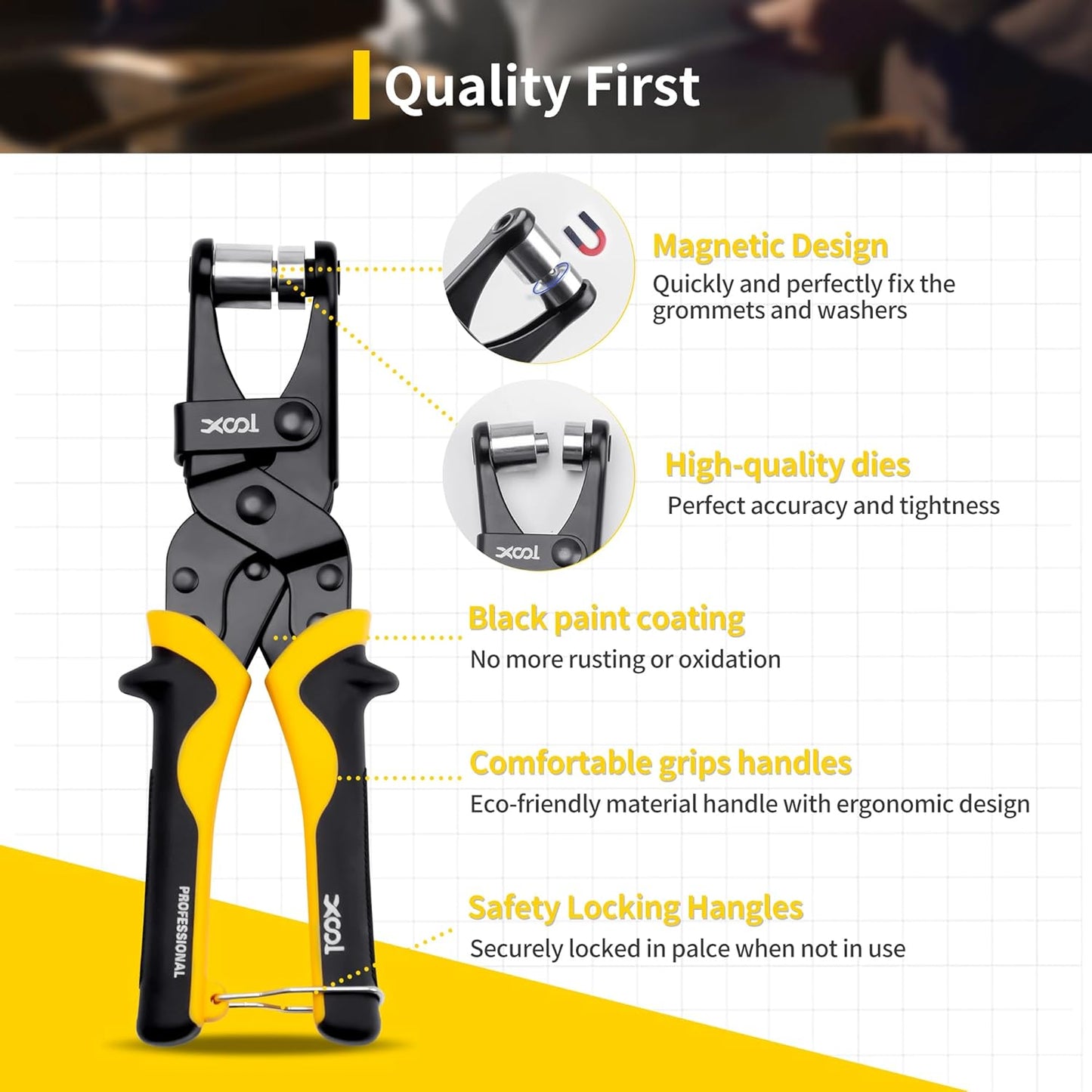 XOOL Grommet Tool Kit, 200PCS 3/8 inch 10mm Grommets, Leathercraft Punching Tool, for Canvas, Fabric, Tarps, and DIY Craft Projects