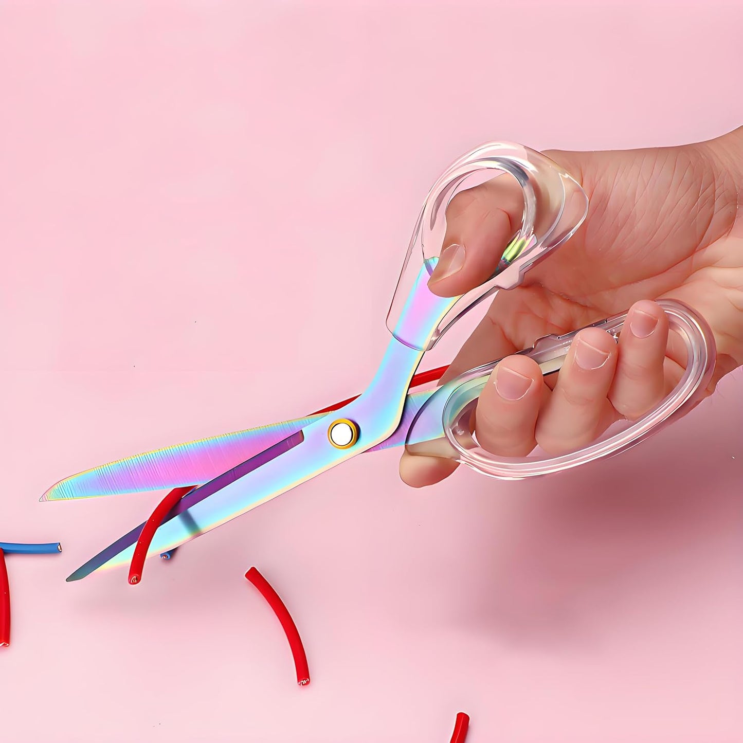 9 Inch All Purpose Scissors for Adults - Ins Style Clear Handle, 2Cr13 Stainless Steel Sharp Blade - Ideal for Fabric Crafts, Tailor's Shears - All-Purpose Fabric Scissors, Crafting & Office