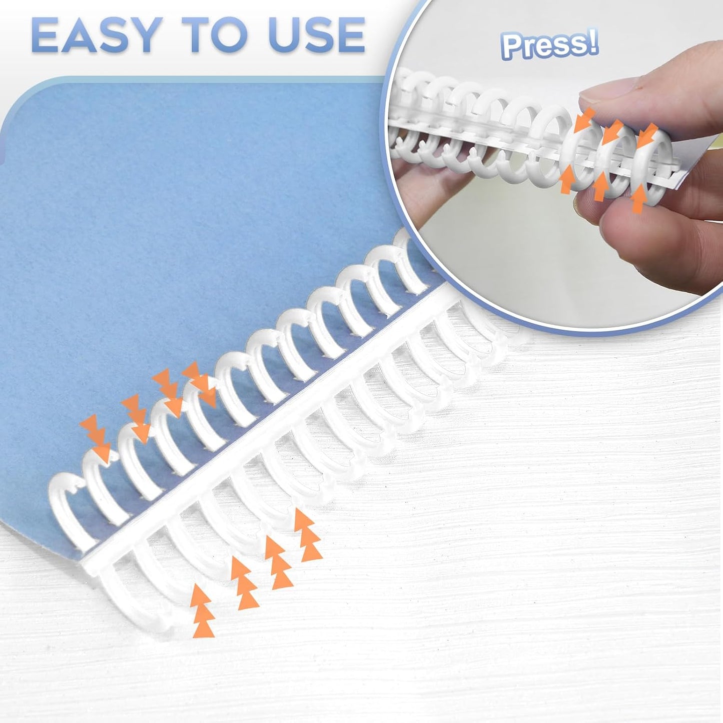 Rayson PROC1230WT Click Binding Spines, 3:1 Pitch, 1/2" Diameter, 90 Sheets Binding Capacity, White, 30/Box