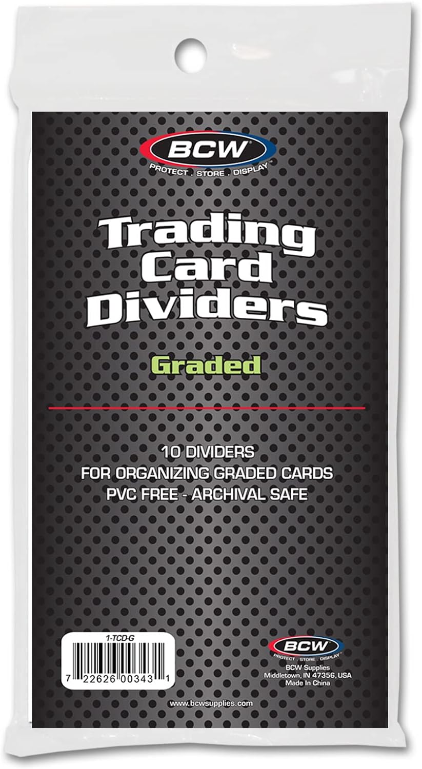 BCW Graded Trading Card Dividers - 10 ct | Archival Quality, Write-On Index Tab, 3 1/4 X 5 11/16 Inches | Fits Graded Shoe Boxes and Super Vault Boxes | Card Collection Organizer Dividers