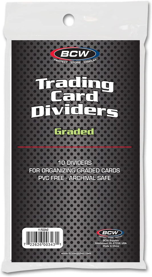 BCW Graded Trading Card Dividers - 10 ct | Archival Quality, Write-On Index Tab, 3 1/4 X 5 11/16 Inches | Fits Graded Shoe Boxes and Super Vault Boxes | Card Collection Organizer Dividers