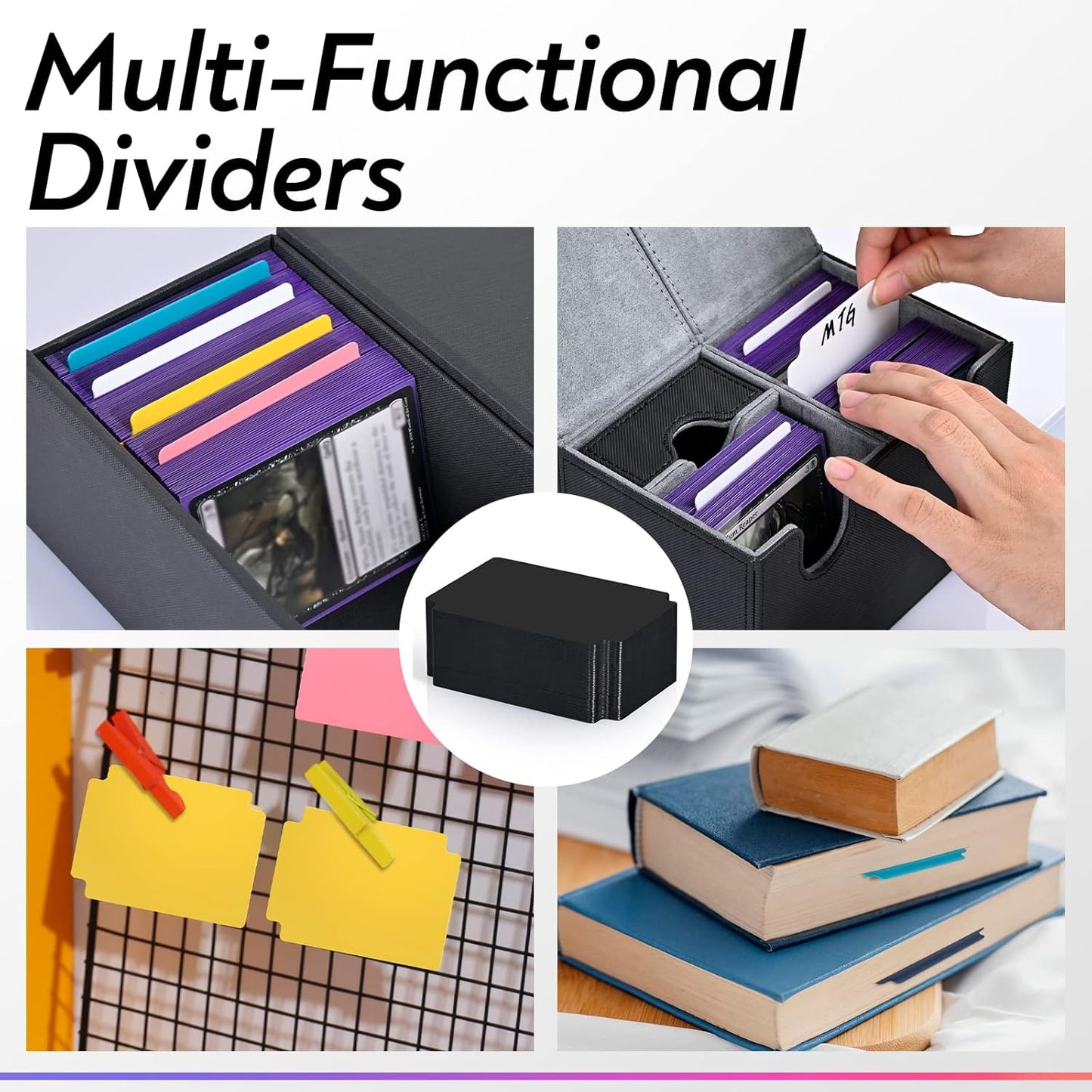 ZLCA Trading Card Dividers - Plastic Card Separator with Tabs, 2.75 x 3.76 Inch (100, Black)