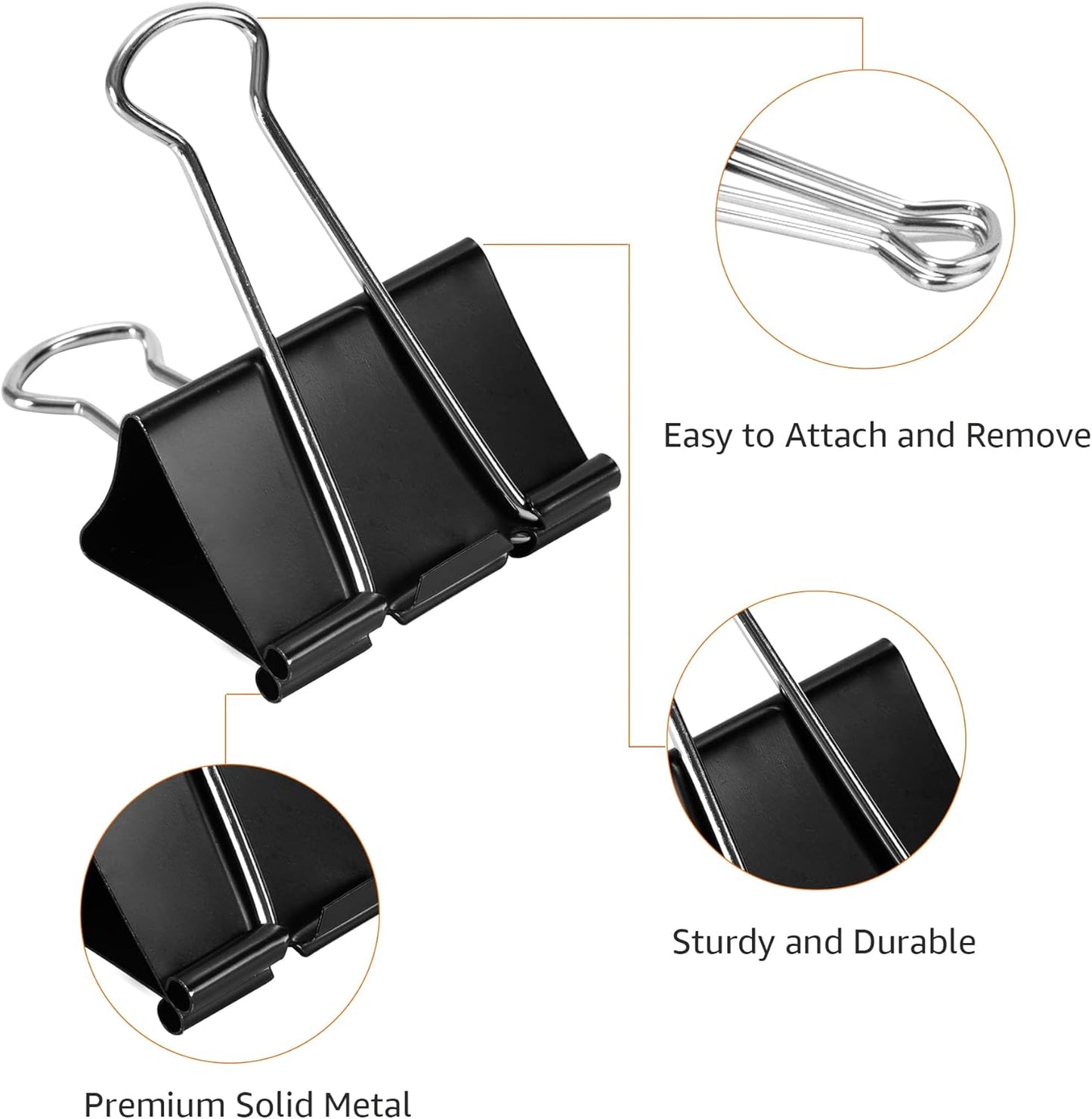 Amazon Basics Sturdy Binder Clips for Office Use, 144 Count (12 Pack of 12), Small, 0.75 in, Black