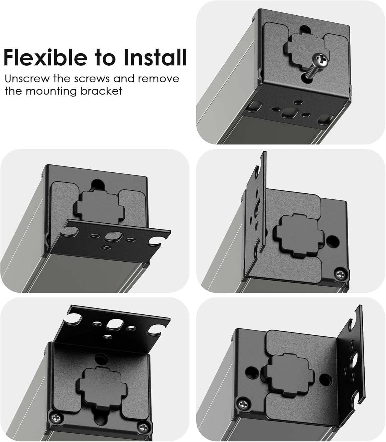 JUNNUJ Heavy Duty Power Strip 8 Outlet Wall Mount, Metal 20 Amp Surge Protector 1200J, Garage Industrial Outlets 6-20R T-Slot, 6FT 12AWG Extension Cord.