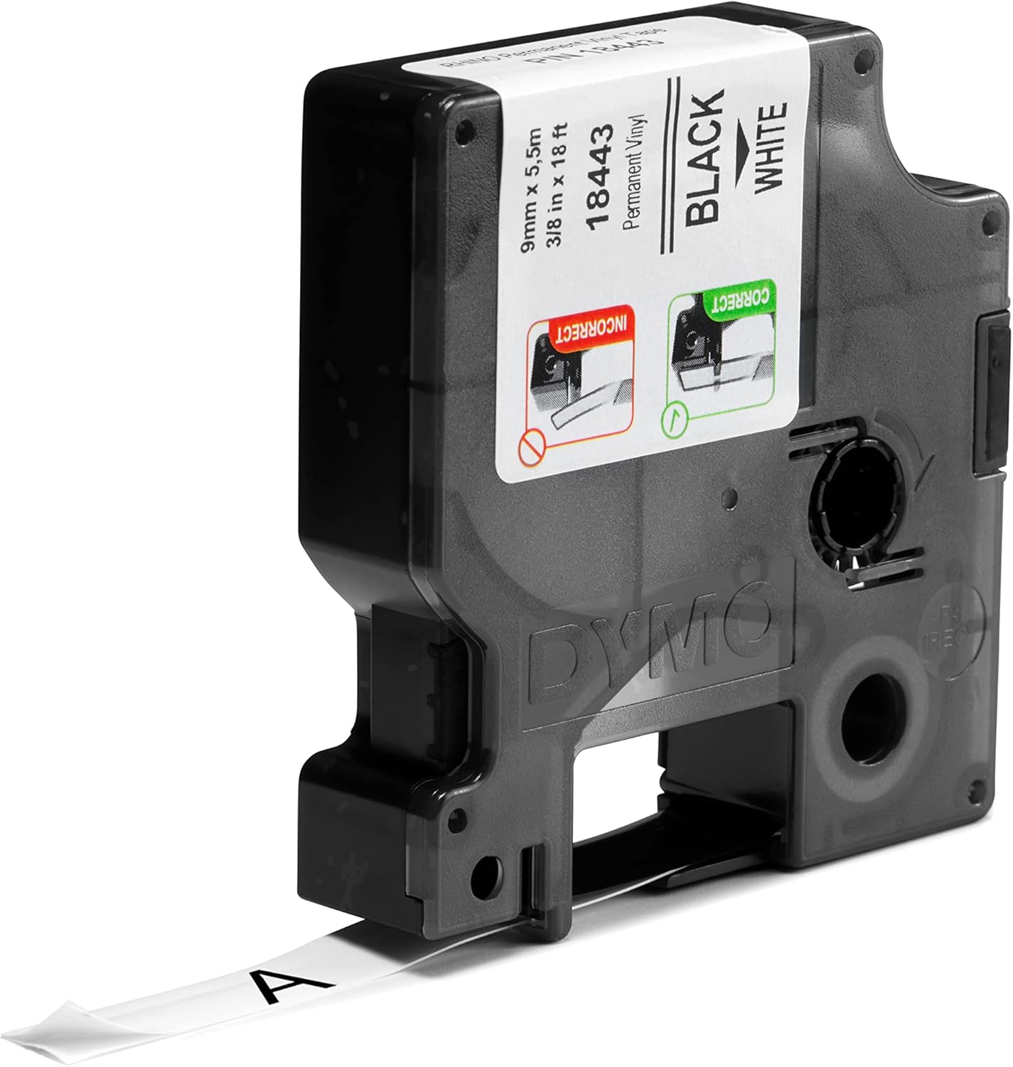 DYMO 18443 3/8" Vinyl Tape Rhino Labels - White, DYMO Authentic