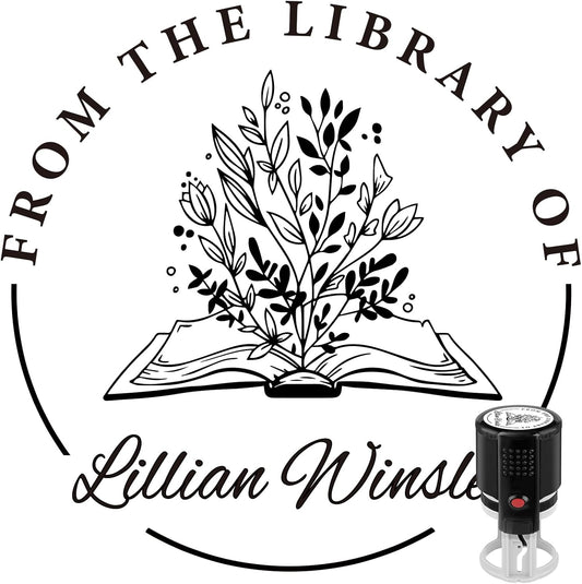 Custom Self-Inking Stamps | Personalized Book Stamp Gift for Book Lovers | 5 Ink Colors (Style10)