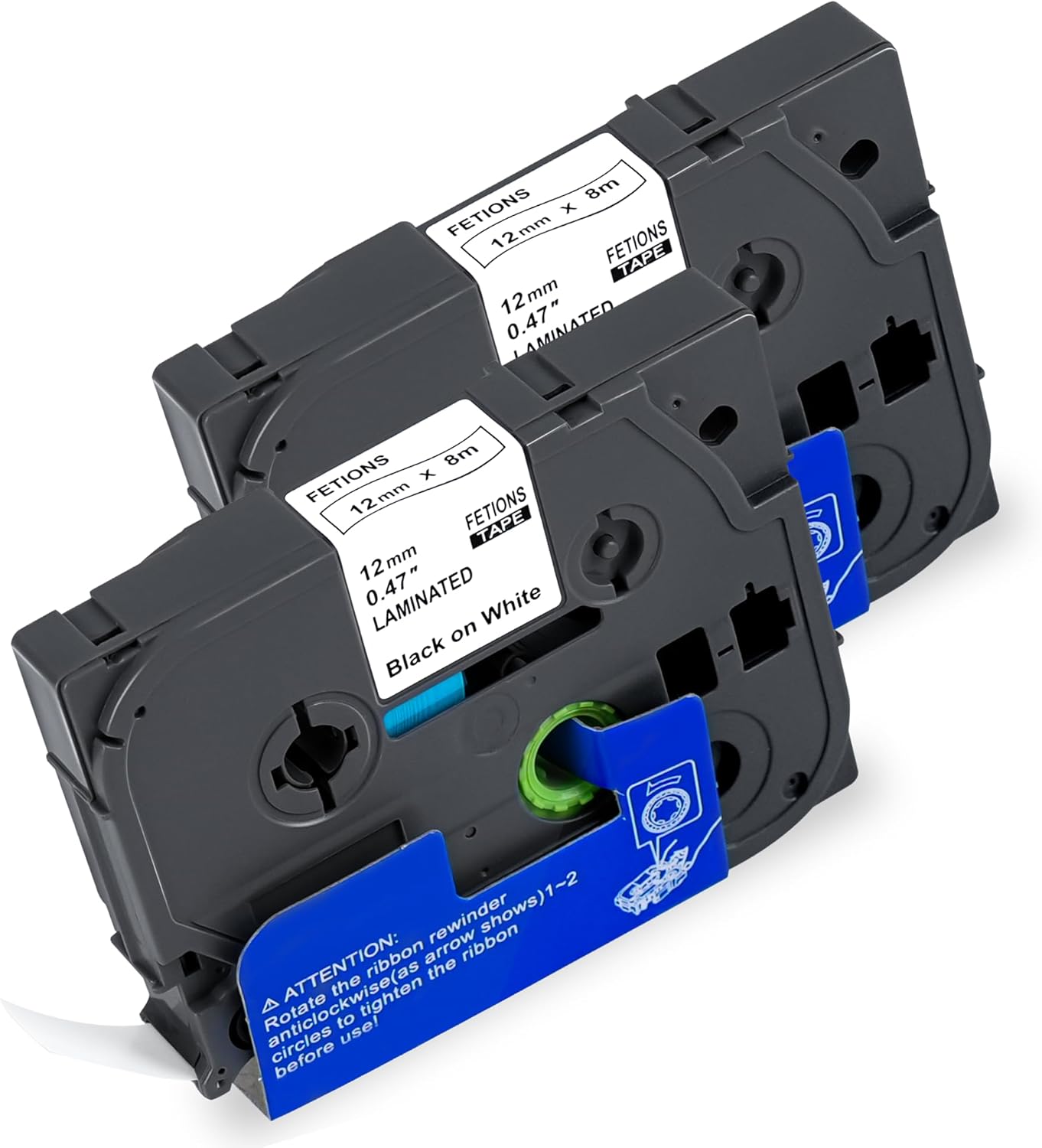 Label Maker Tape TZe-231 Replacement for Brother P Touch PT-D210 PT-D220 PT-H110 PT-D600 D400 by FETIONS, Compatible with TZe TZ 12mm X 8m Laminated Waterproof Label Tape, 2 Pack