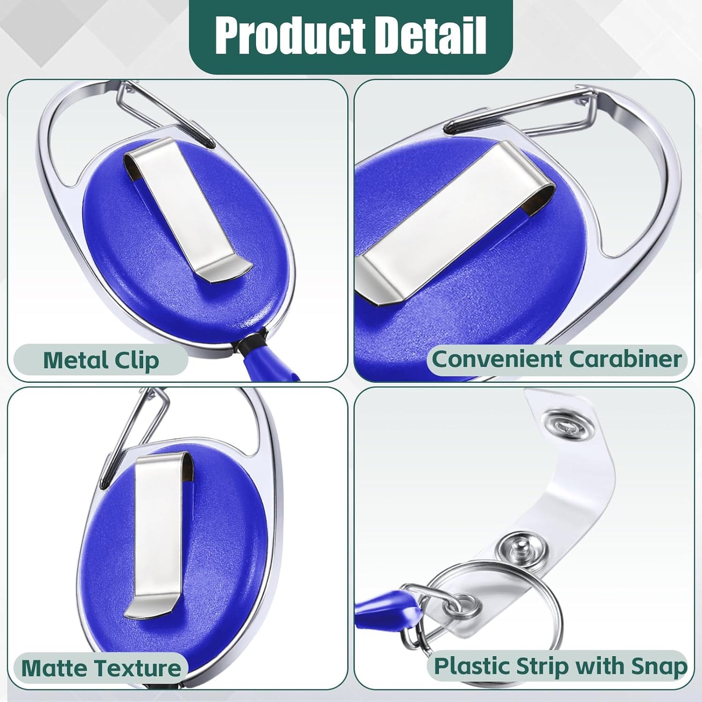 Honoson Heavy Duty Retractable Badge Reels Batch ID Badge Holder Retractable Clip Bulk Key Holder with Ring for Office Worker Employee, Doctor Nurse Gifts