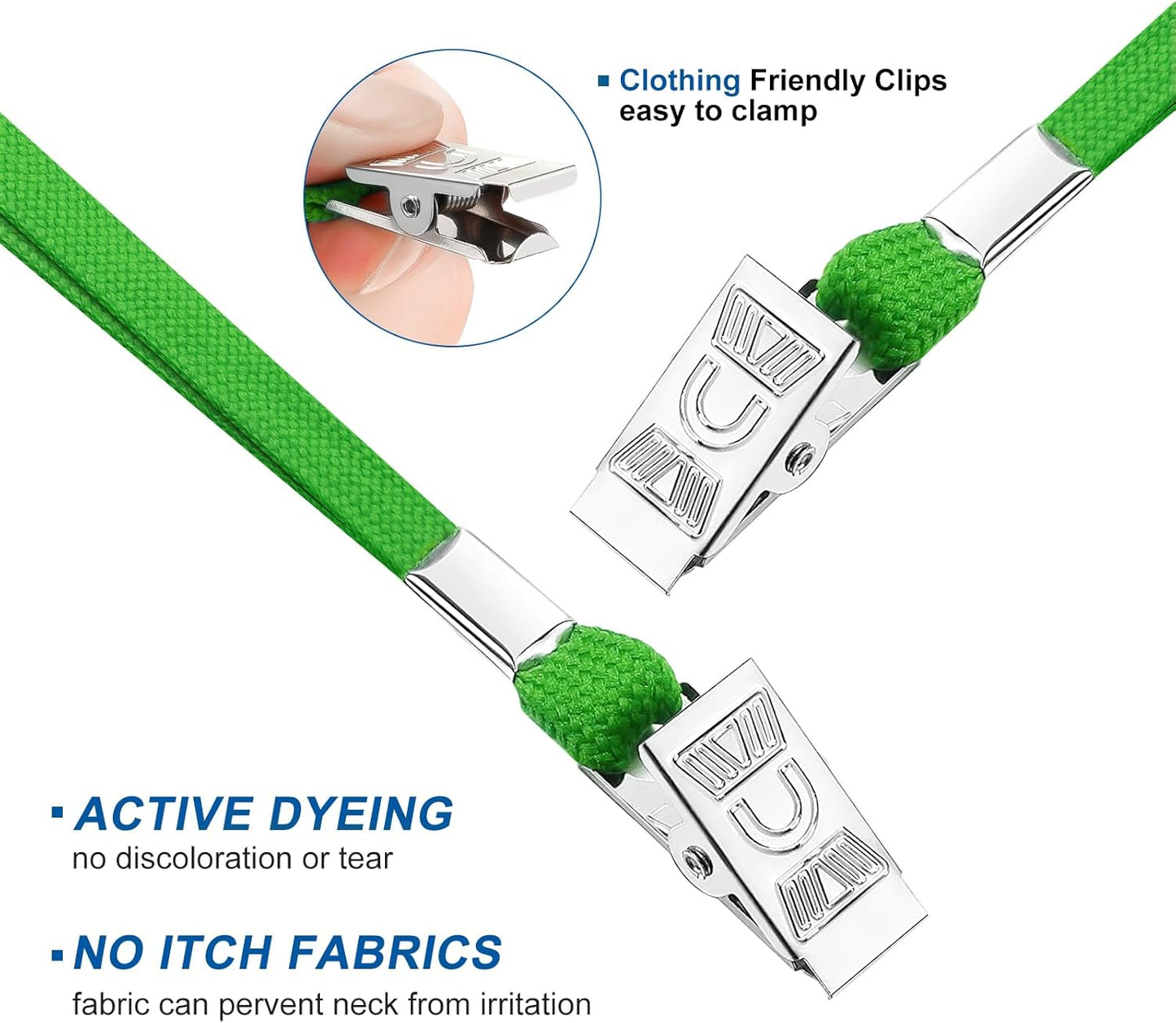 100Pcs Lanyards for ID Badges and 100 Pcs Clear Plastic Horizontal Name Badge ID Card Holders, Flat Neck Lanyards with Clip Waterproof Resealable Name Tag Badge ID Card Holders (Green)