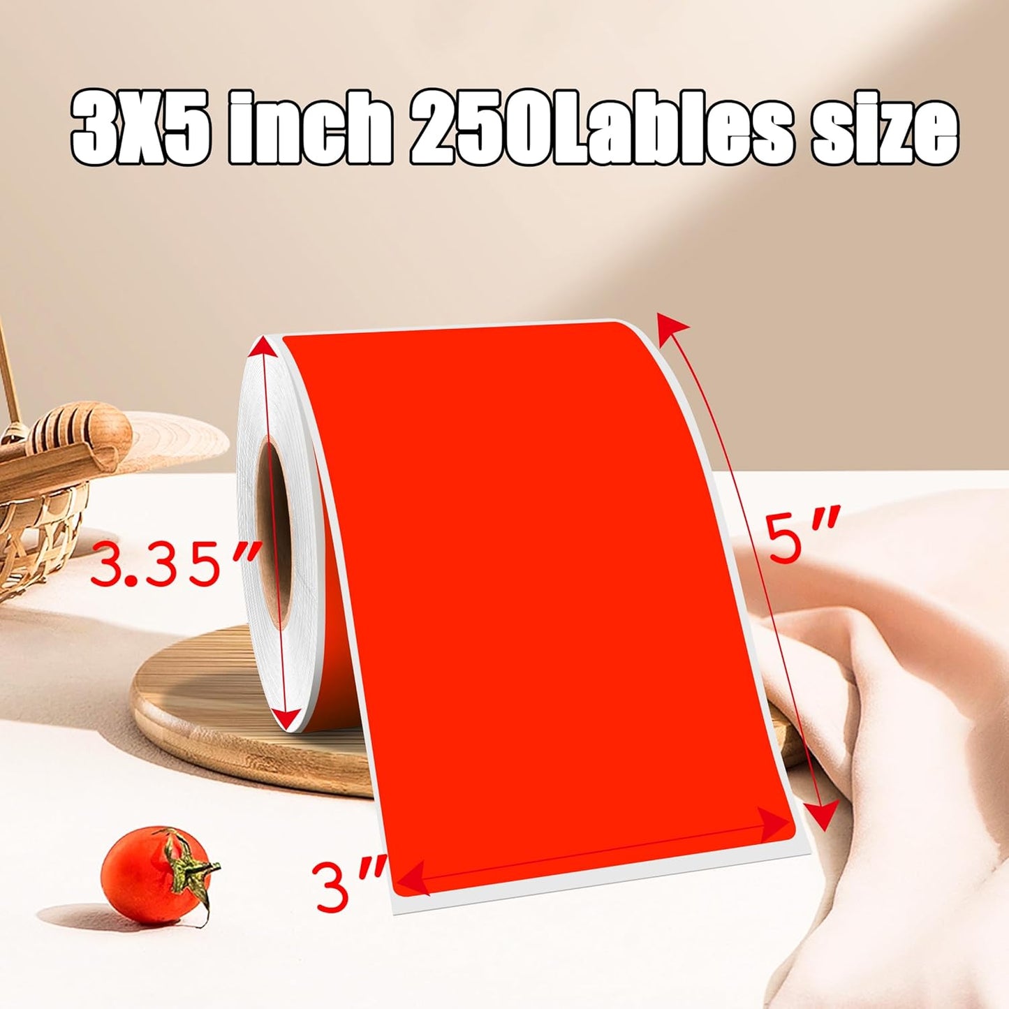 3 x 5 Inch 250Pcs Rectangle Color Coding Stickers,Strong Adhesion Easy to Write Label for Moving,Box Organization,Inventory,Business,Fluorescent Red