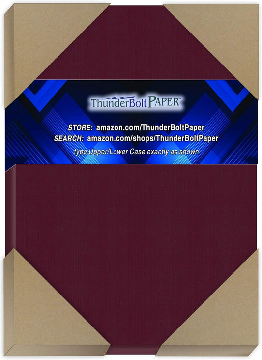 50 Dark Burgundy Linen 80# Cover Paper Sheets - 5.5" X 8.5" (5.5X8.5 Inches) Half Letter | Statement Size - 80 lb/pound Card Weight - Fine Linen Textured Finish - Deep Dye Quality Cardstock