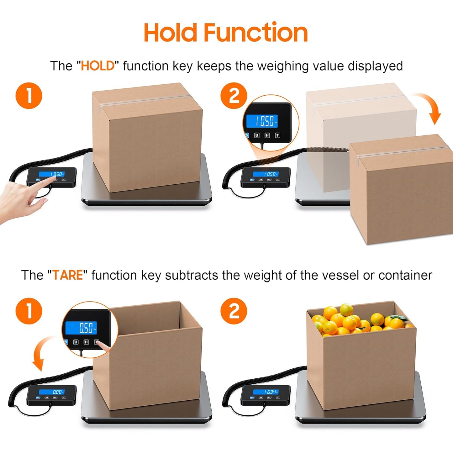 Shipping Scale, 440 LB Heavy Duty Postal Scale for Packages, Large Mailing Scale for Postage, Industrial, Small Business, Laundry, Warehouse, Stainless Steel Over Load Protection & Dual Powe