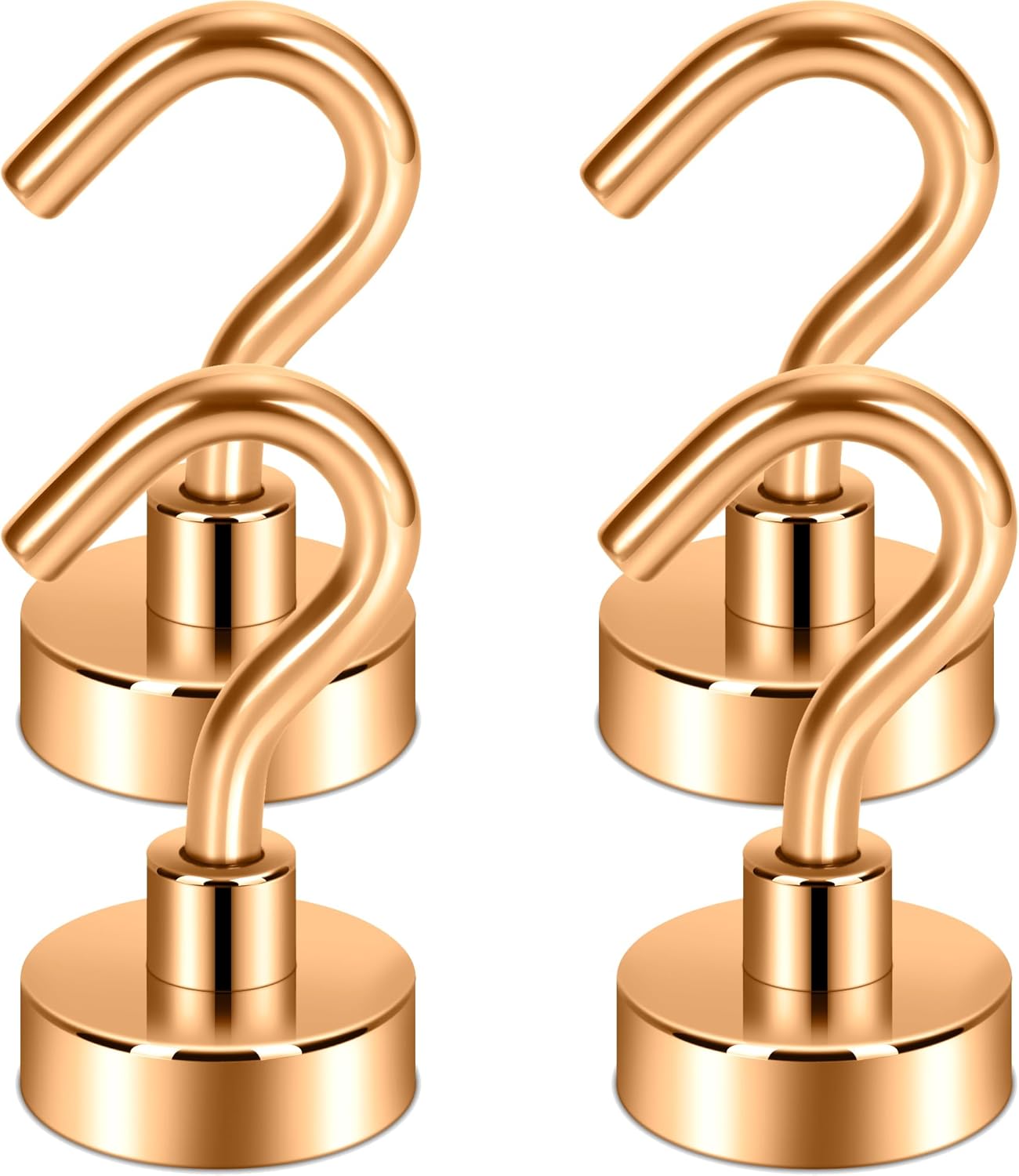 Neosmuk Magnetic Hooks,30lb Heavy Duty Earth Magnets with Hook for Refrigerator, Extra Strong Cruise Hook for Hanging, Magnetic Hanger for Curtain, Grill (Bronze, 4 Pack)