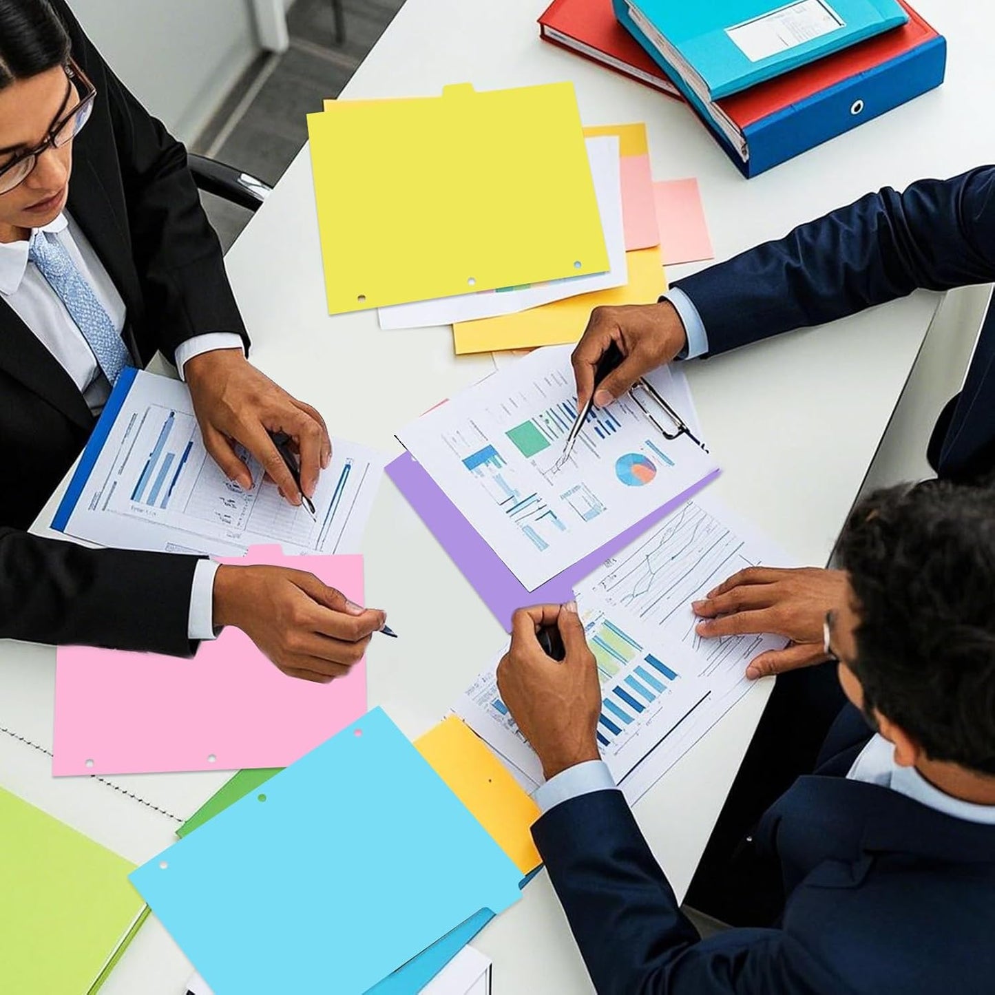 5-tabs 6 Set Binder Dividers with Tabs,Plastic Index with Label,Colored Tab Dividers for 3 Ring Binder (Total 30 Pcs)