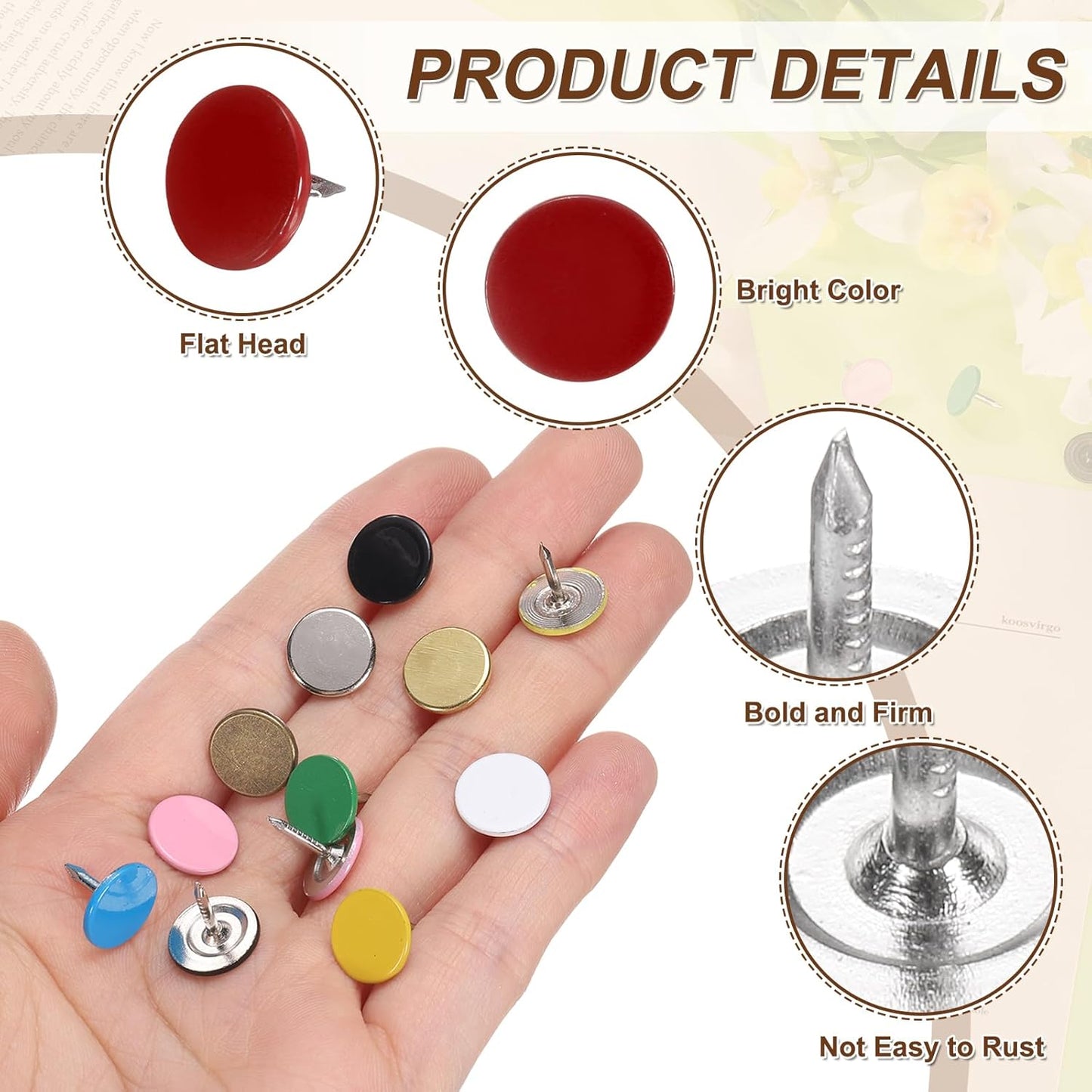uxcell 120Pcs Push Pins, 11mmx13mm Round Flat Head Decorative Thumb Tacks Upholstery Tacks for Cork Board Office Wall Hangings, Red