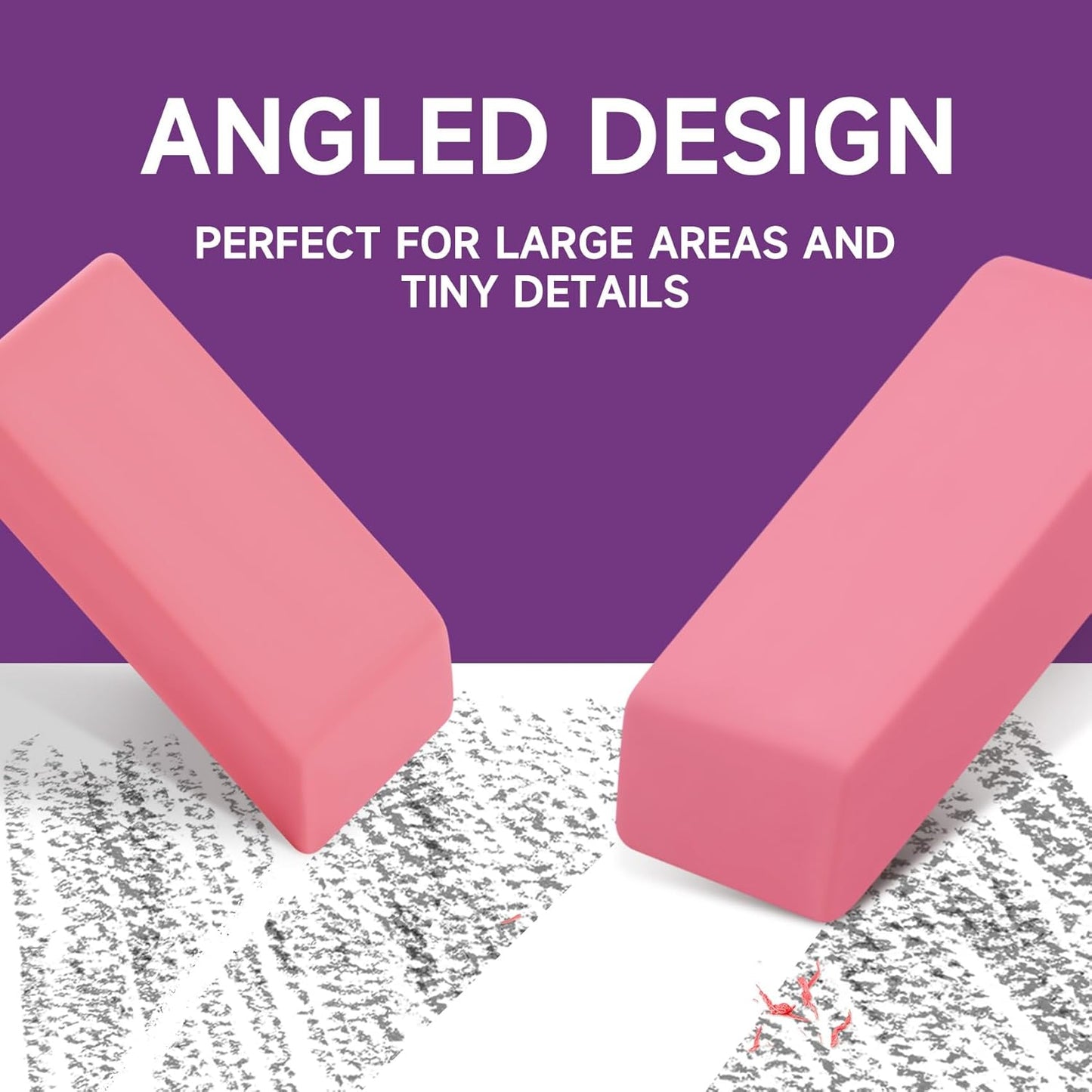 72 Pack Pink Erasers Bulk, Large Pencil Erasers for School, Classroom, Teacher, Homeschool, and Office Supplies