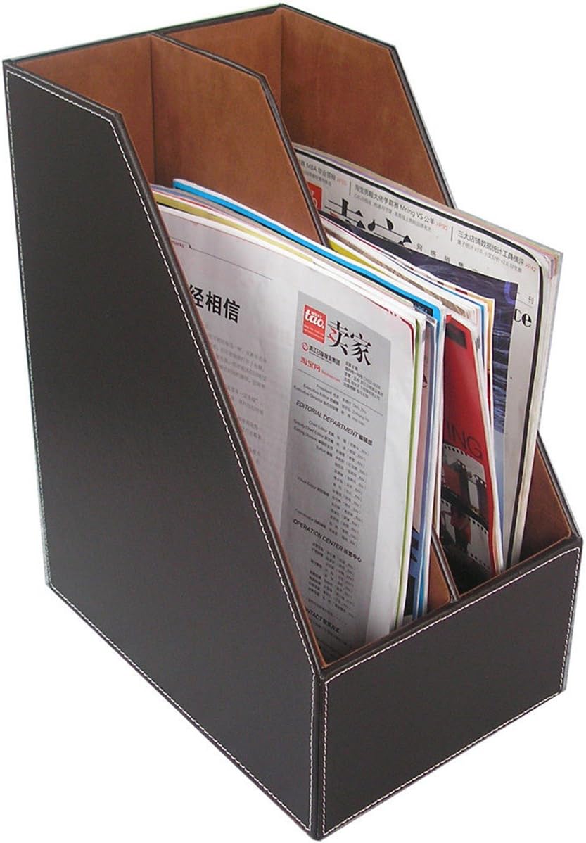 KINGFOM 8 PCS/SET Desk Organizers, Pu Leather Office & Home Desktop Decor Supplies Storage Box, Including Files Organizer Drawer, Memo Paper Holder, Tissue Holder and Mouse Pad etc (T03-Brown)