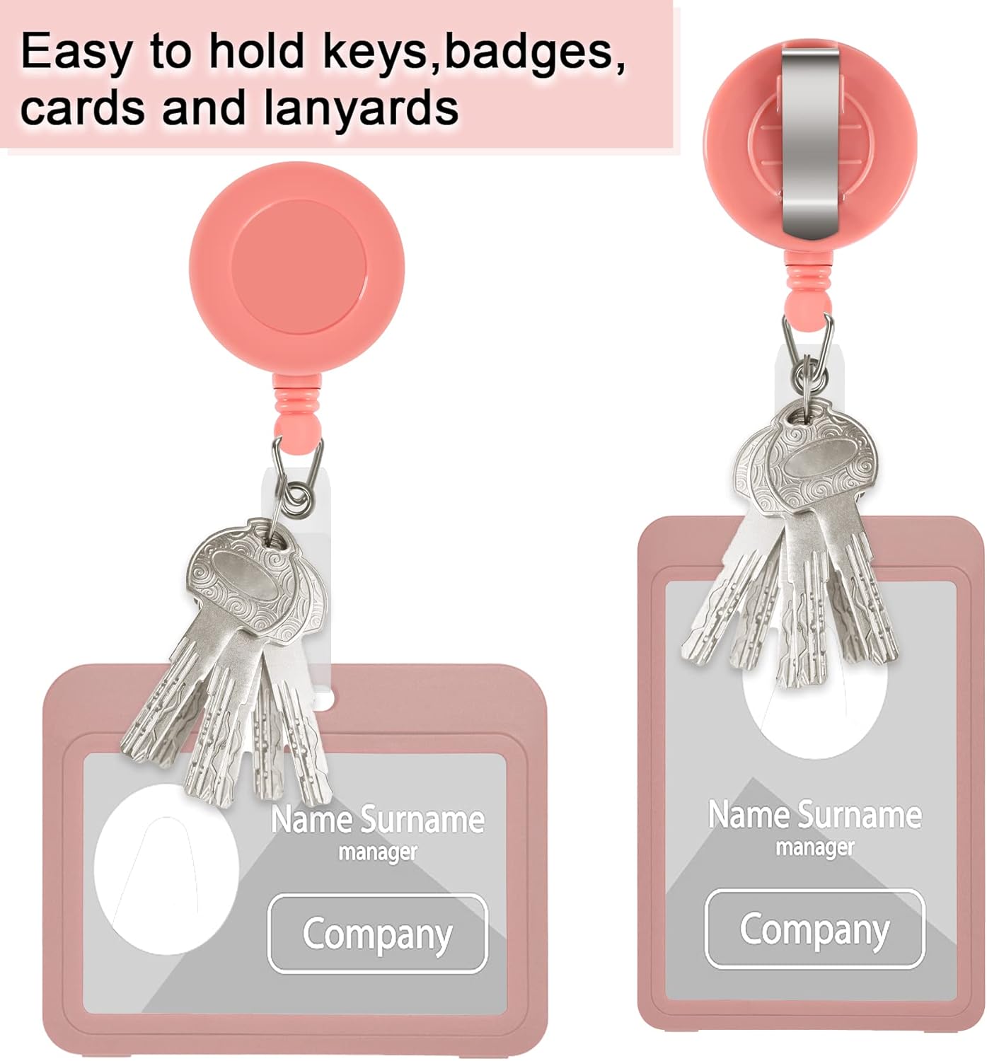 JANYUN 50 Pcs Retractable Badge Reel, Clips Holder Mixed Solid Color Nurse Students Doctor ID Badge Holder for Hanging ID Card Name Key Chain