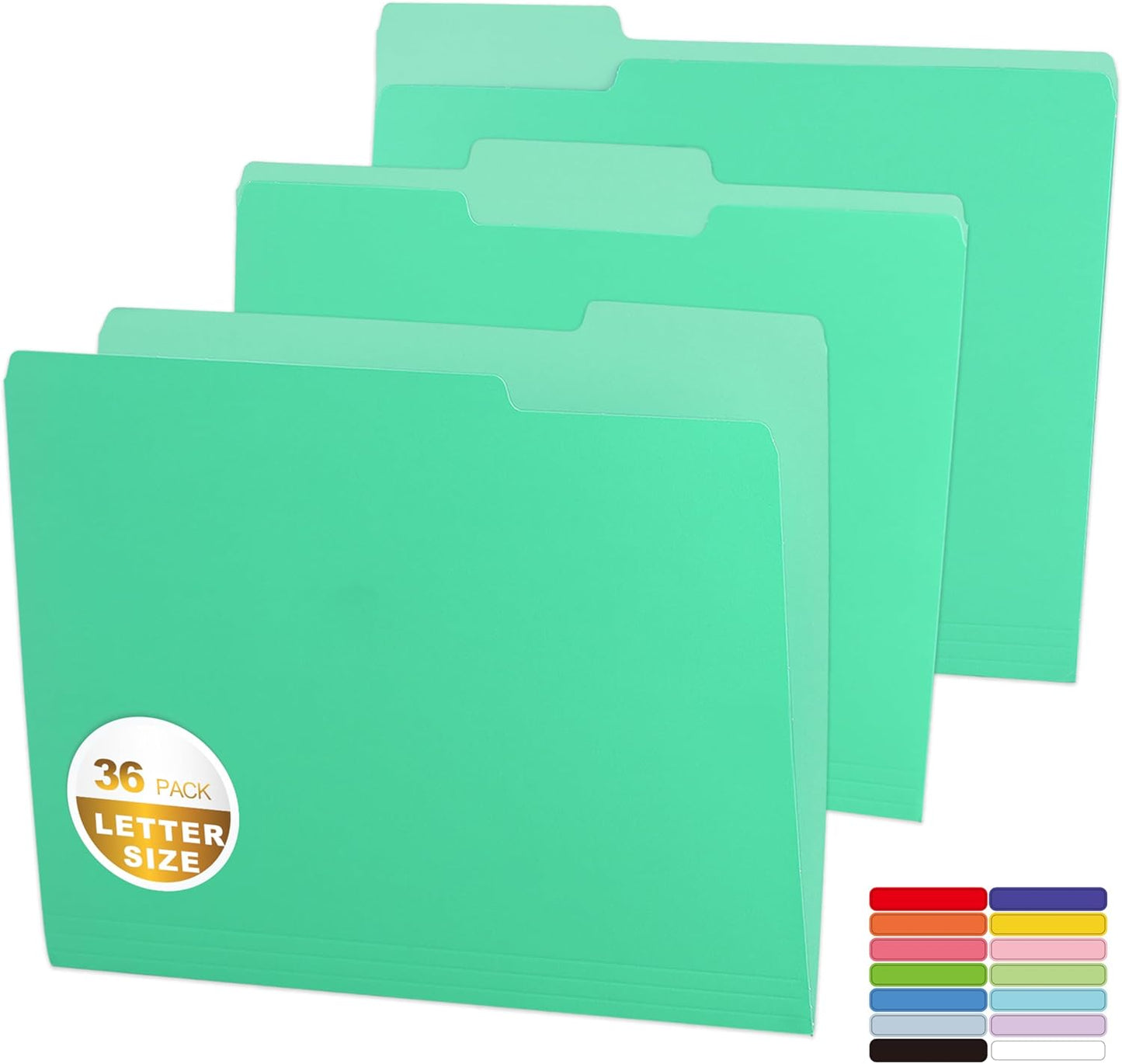 36 Packs Colored File Folders,Light Green File Folders,Two Tone Color File Folder 8.5 x 11 Inch,1/3 Cut Tabs Letter Size,Manila File Folders for Office,School and Home,Organization