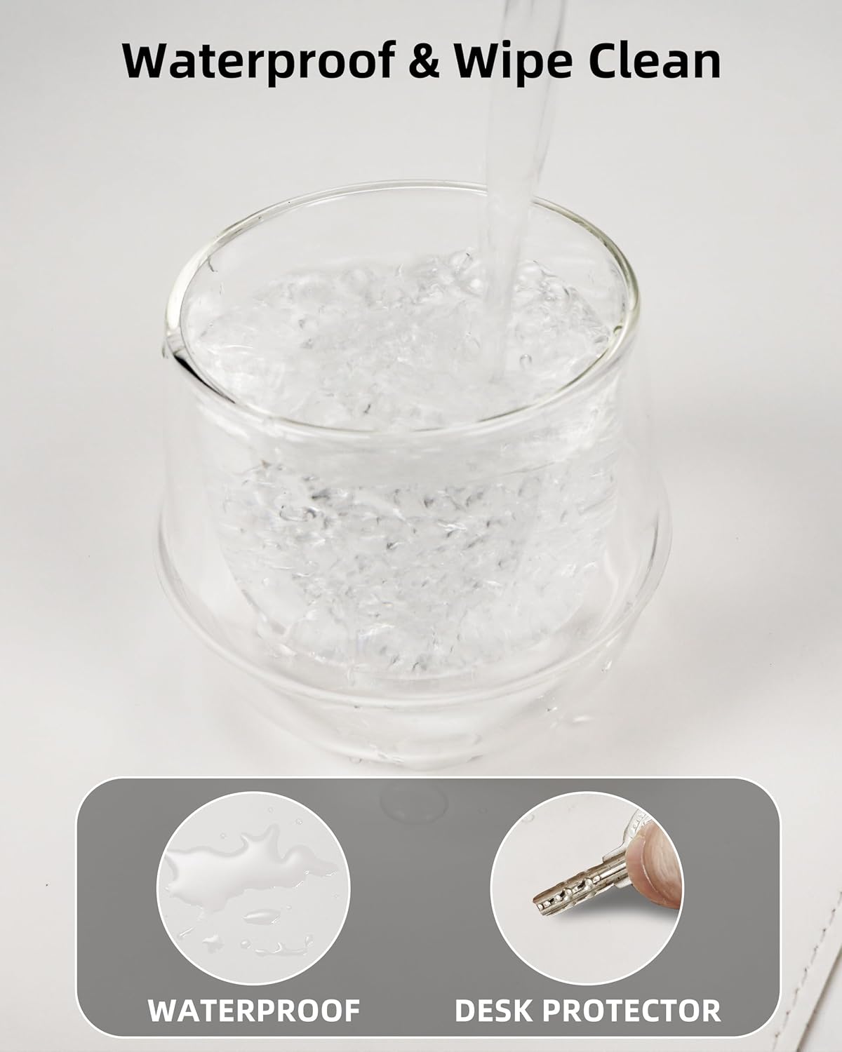 Desk Pad Mat 23.6"x13.7" - Waterproof Mouse Pad & Desk Protector, Non-Slip PU Leather for Gaming Keyboard/Mouse, Stitched Edge XL Office Desk Pad with Ergonomic Support(White)