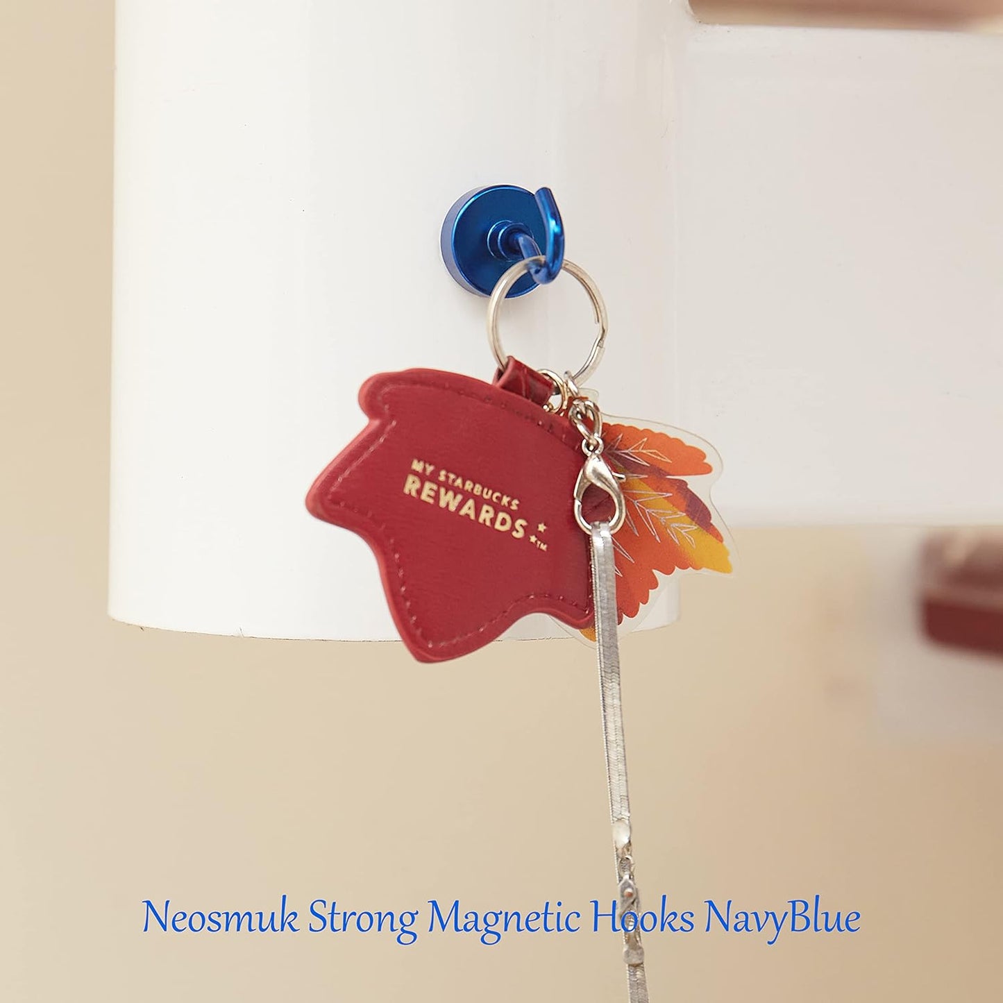 Neosmuk Magnetic Hooks,Heavy Duty Earth Magnets with Hook for Refrigerator, Extra Strong Cruise Hook for Hanging, Magnetic Hanger for Cabins, Grill (Navyblue, Pack of 4)